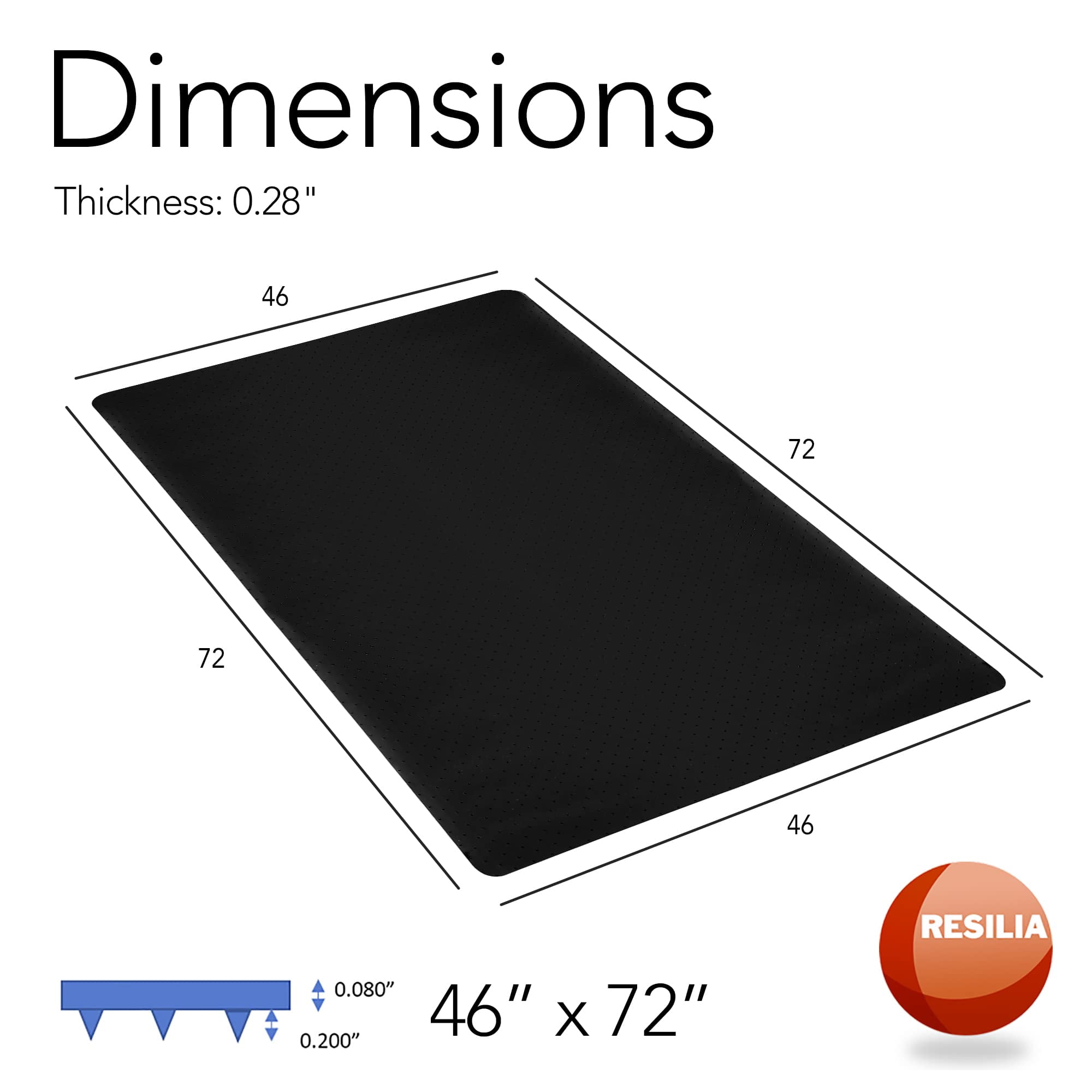 Resilia Workstation Desk Chair Mats for Carpet with Grippers - Home & Office Floor Protector, Easy to Clean, Stain-Resistant Vinyl Black, 46 Inches x 72 Inches, Made in The USA - Image 9