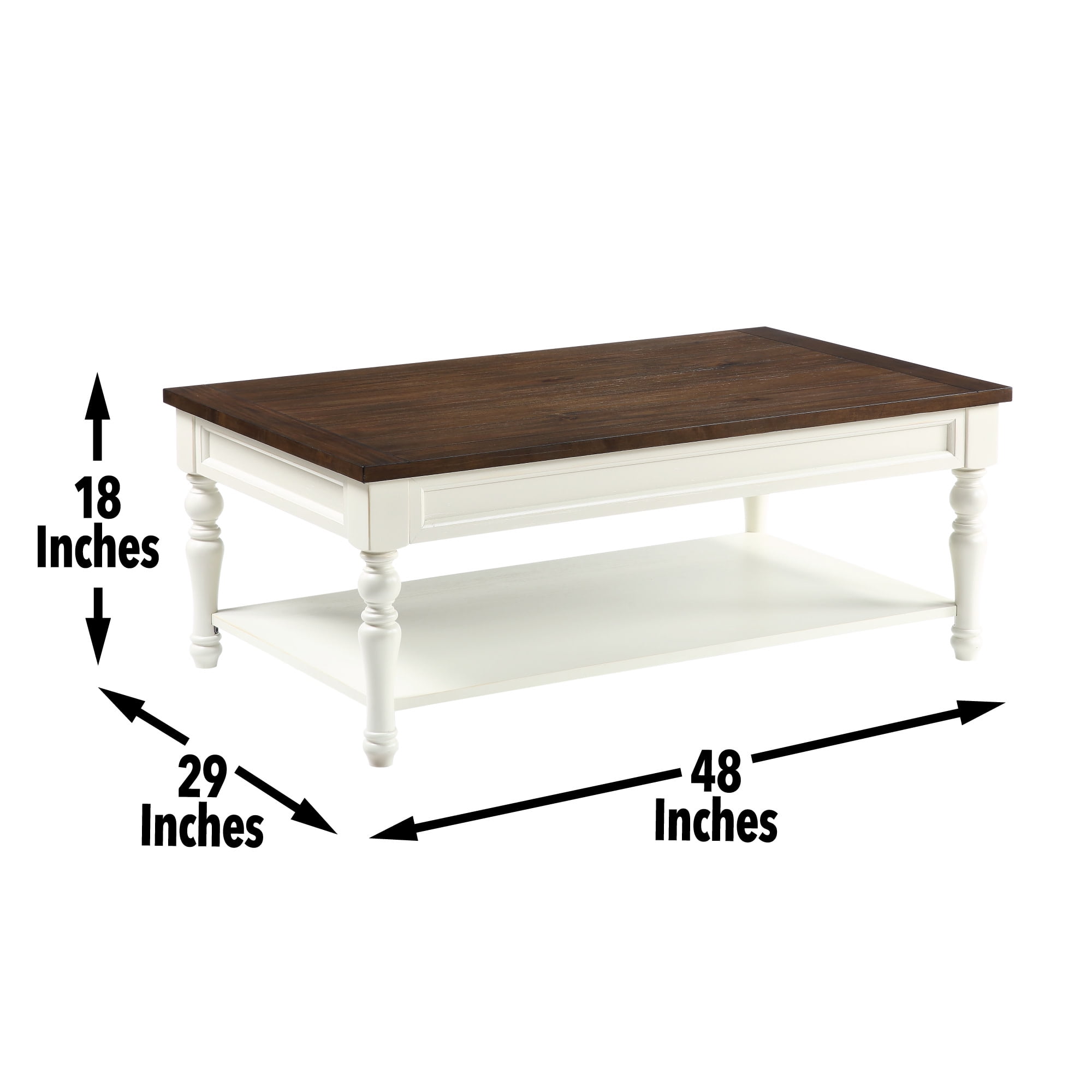 Joanna Farmhouse Two-tone Ivory and Mocha Wood Coffee Table - Image 7