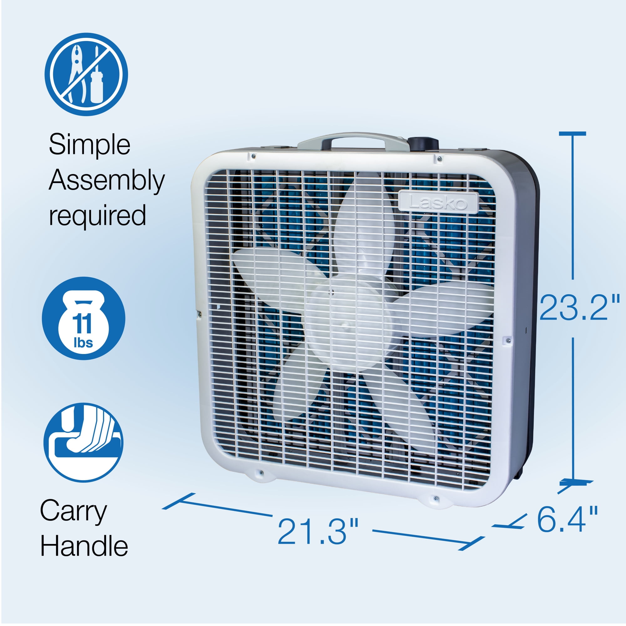 Lasko Air Flex 20" 3-Speed 2-in-1 Box Fan and Air Purifier in One, White, FF305 - Image 4