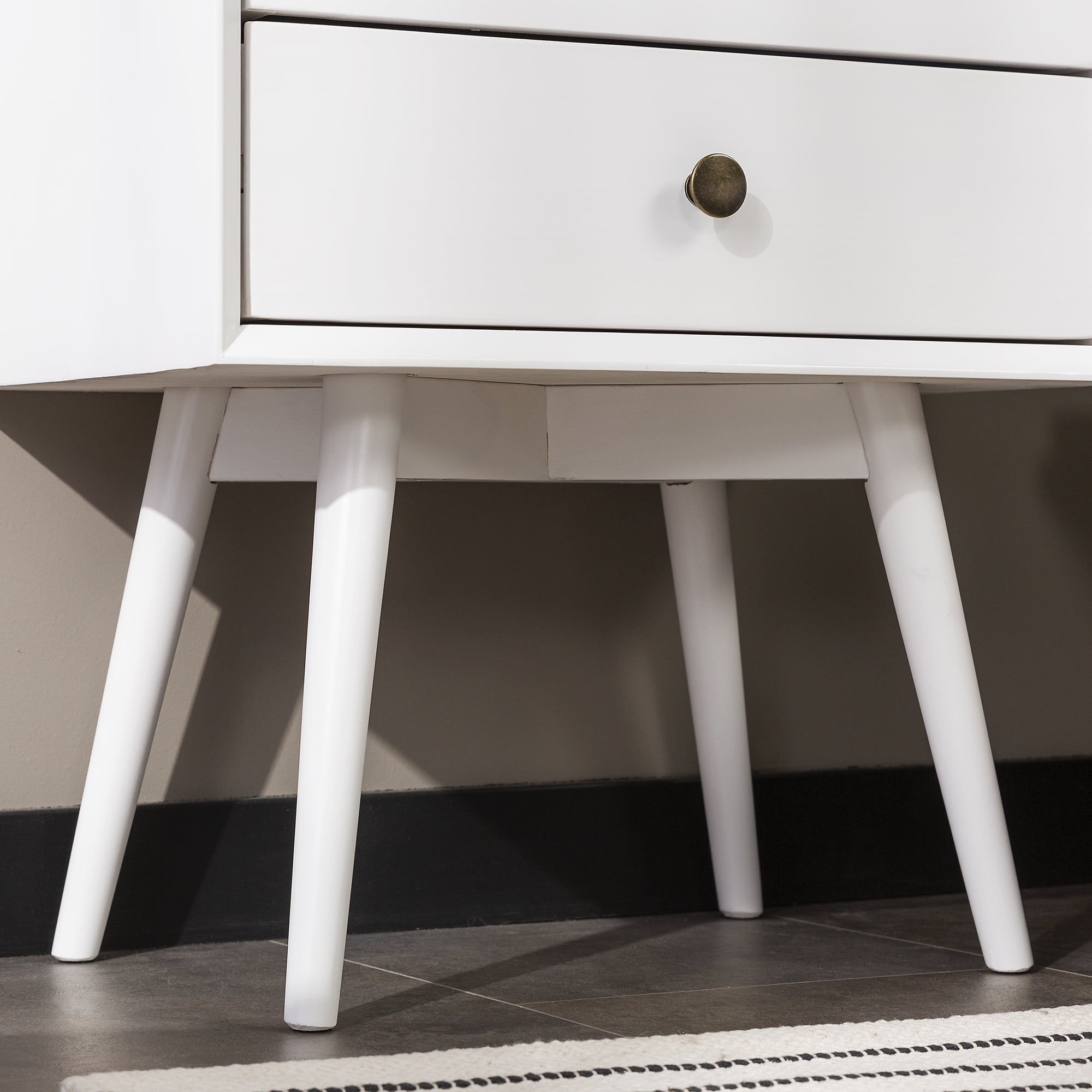 Walker Edison Mid Century Modern 2 Drawer Nightstand, White - Image 23