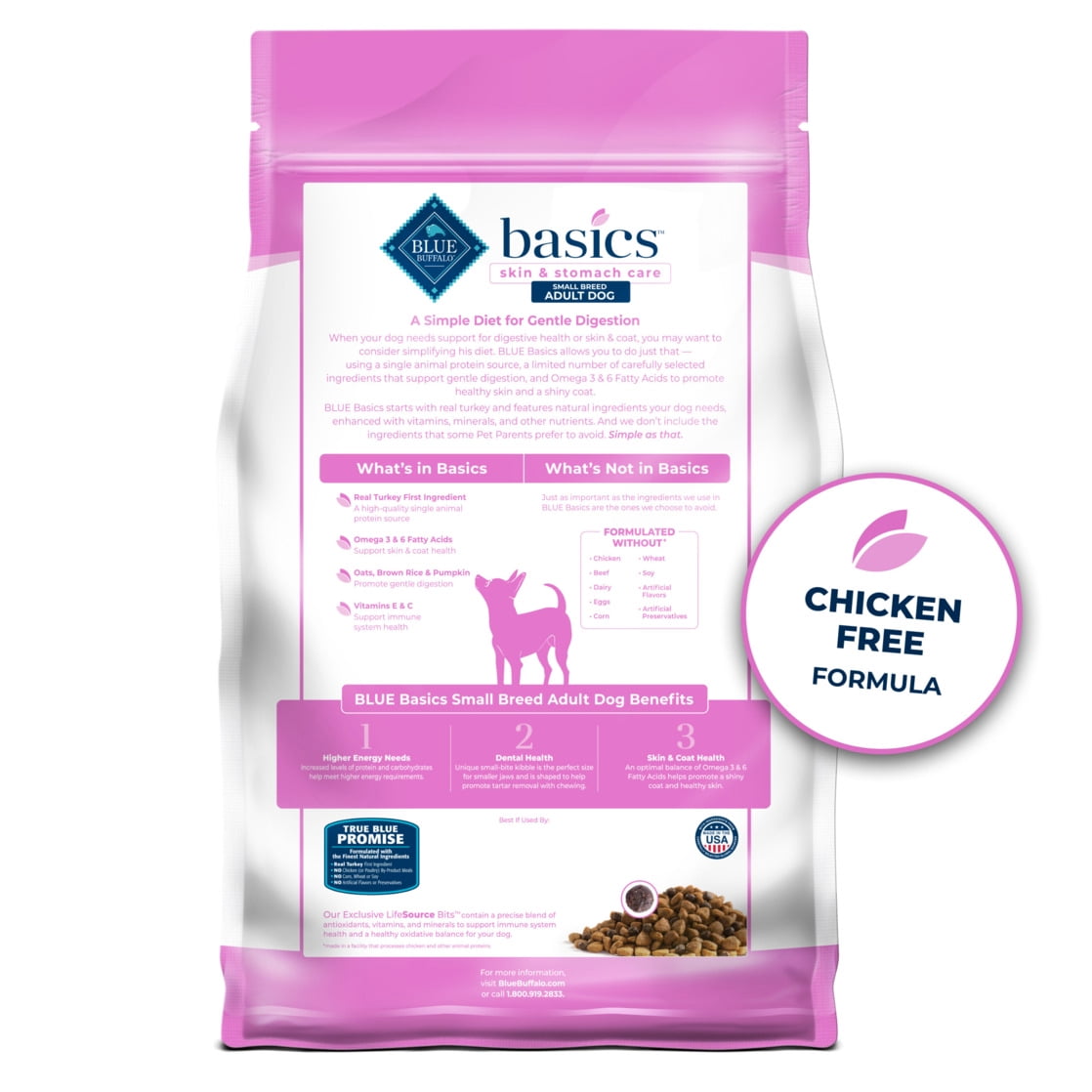 Blue Buffalo Basics Small Breed Adult Dry Dog Food, Skin & Stomach Care, Turkey, 11lb - Image 4