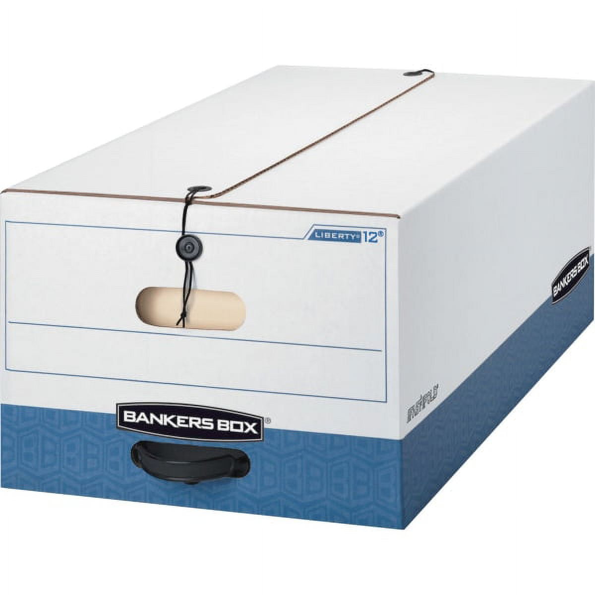 Bankers Box® Liberty® FastFold® Heavy-Duty Storage Boxes With Locking Lift-Off Lids And Built-In Handles, Legal Size, 24" x 15" x 10", 60% Recycled, White/Blue, Case Of 4 - Image 3