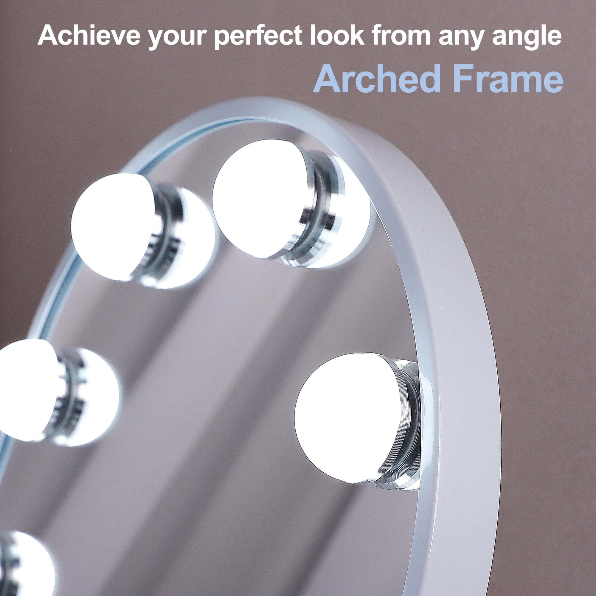 Fenchilin 12''x14'' Arch Vanity Makeup Mirror with Lights Metal Tabletop White - Image 5