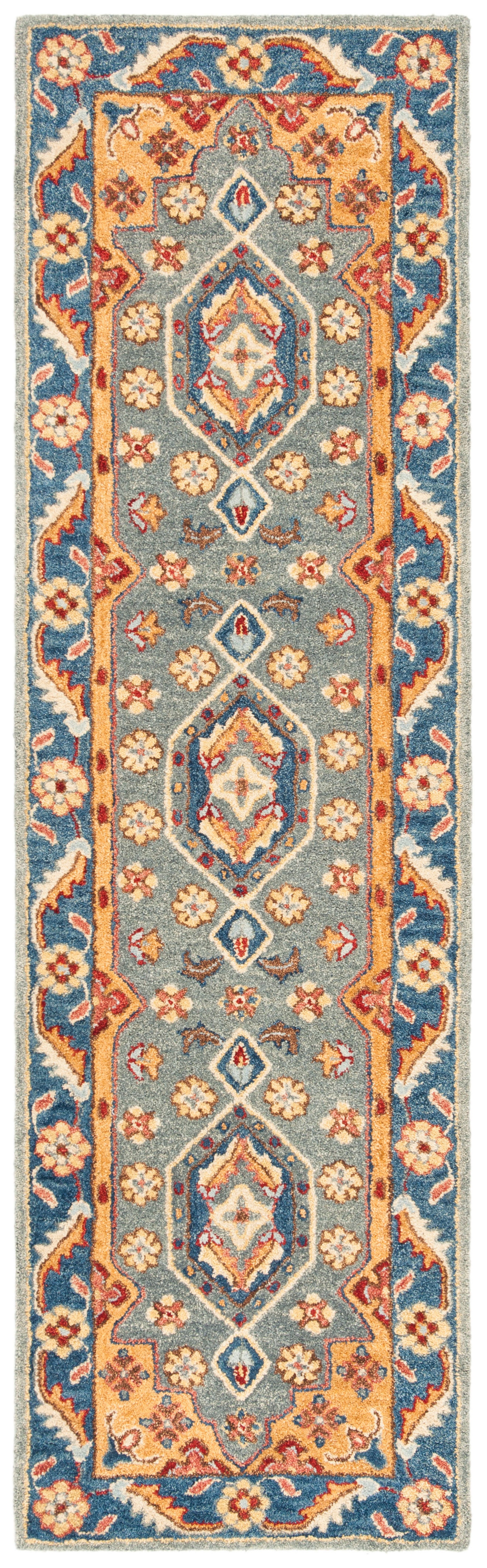 SAFAVIEH Antiquity Napier Traditional Wool Runner Rug, Blue/Gold, 2'3" x 8' - Image 5