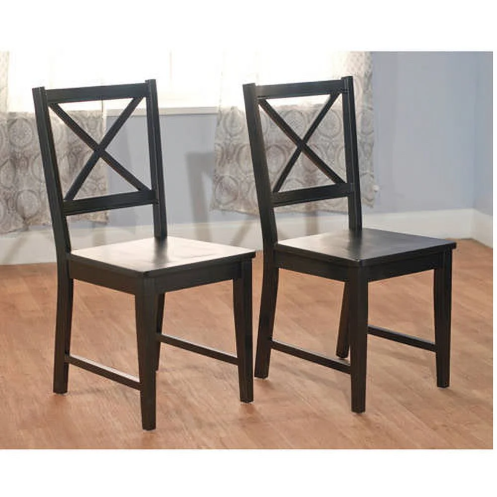 TMS Virginia Indoor Cross-Back Dining Chair, Set of 2, Black - Image 2