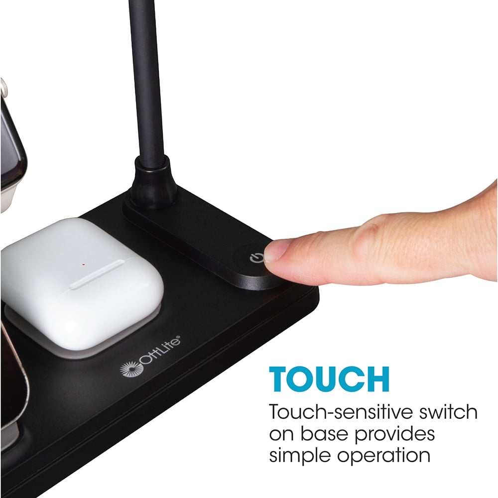 OttLite LED Desk Light with Multi-Device Charging Station, Black - Image 9