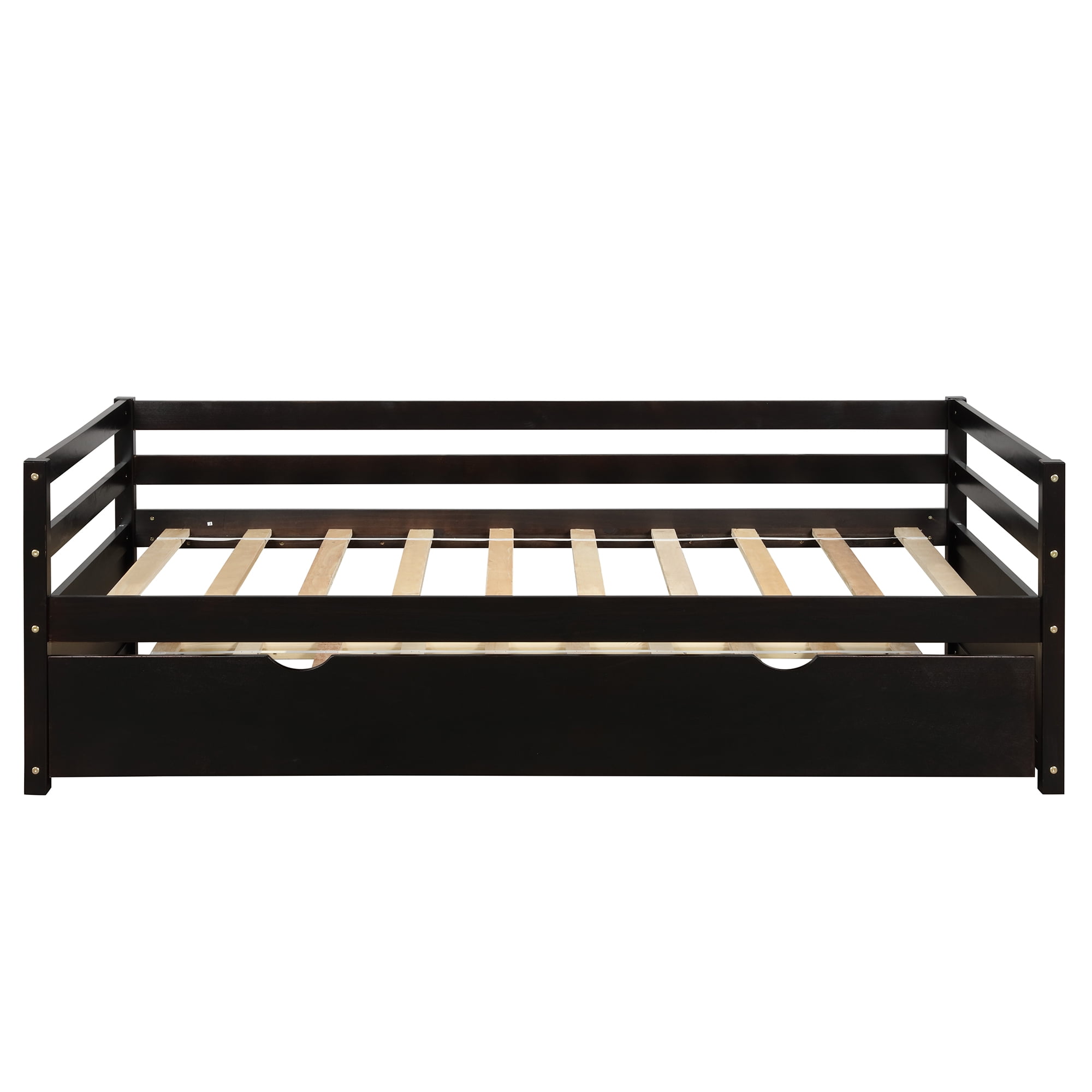 Euroco Twin Size Daybed with Twin Trundle Bed for Kids Teens Adults Bedroom, Espresso - Image 8