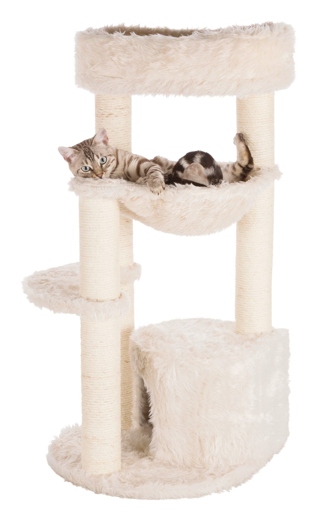 TRIXIE Baza Junior Jute & Plush 3-Level 39" Cat Tower, Scratching Posts and Condo, Cream - Image 4
