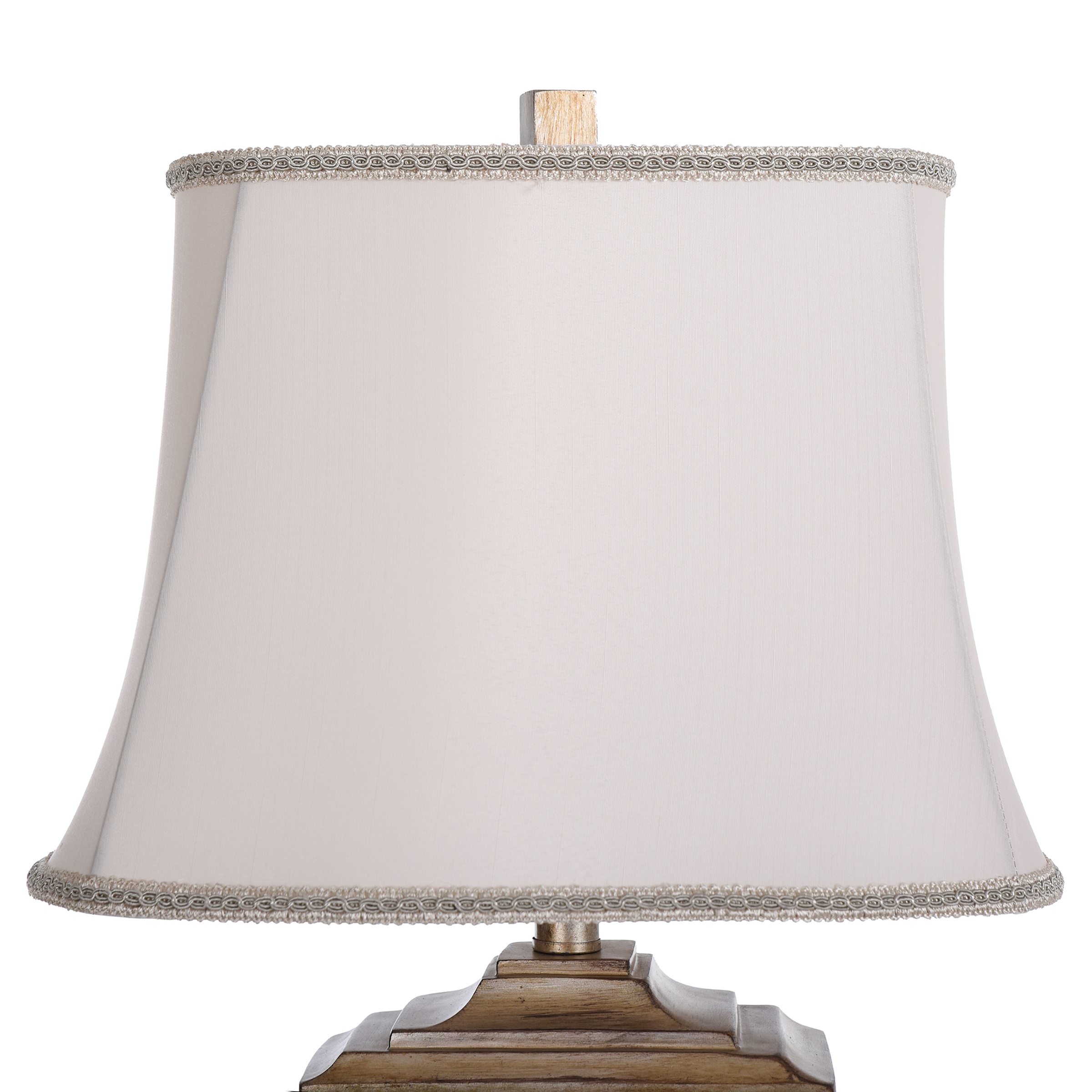 Bellevue Table Lamp - White With Brass Accents - Ivory Fabric Shade - Image 3