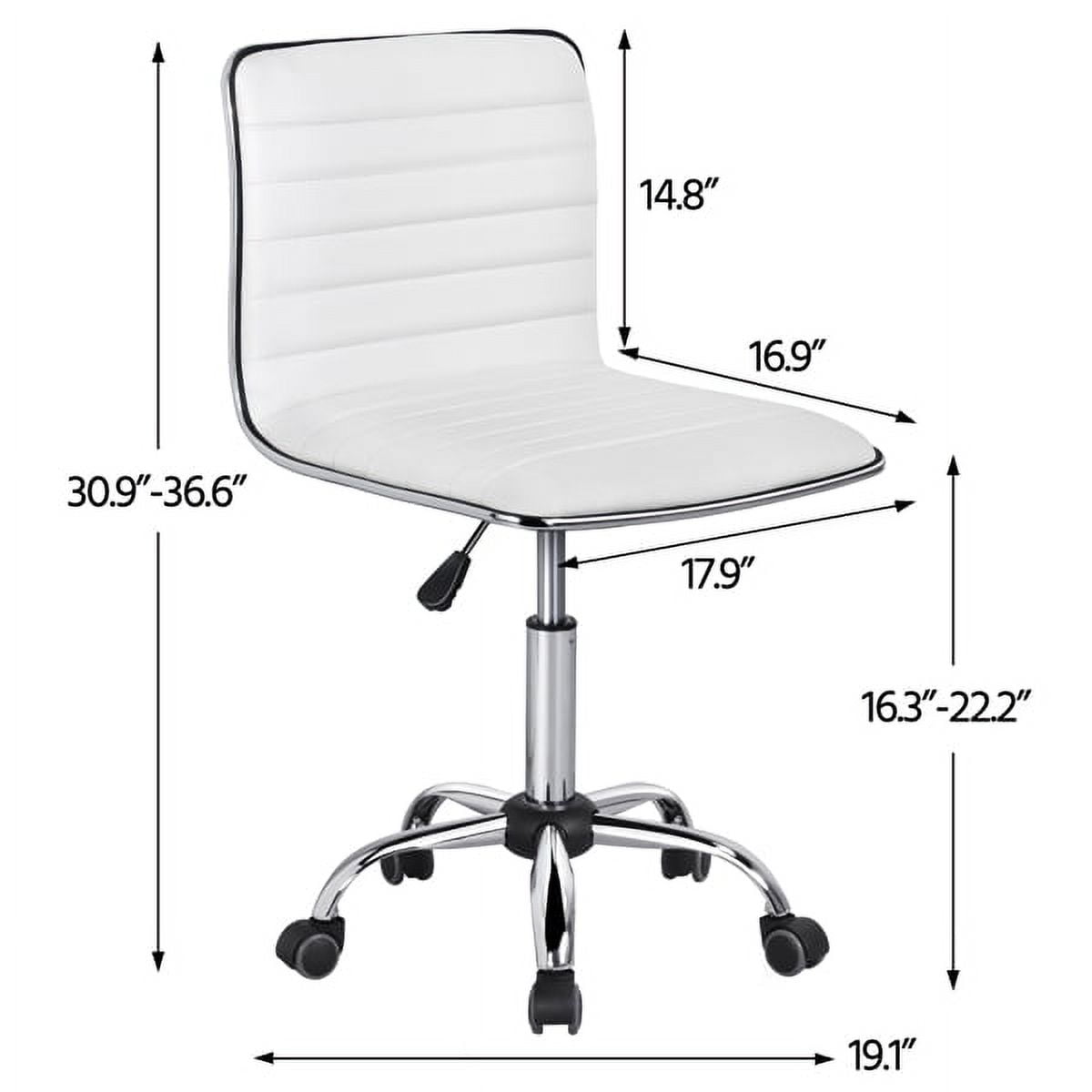 Alden Design Modern Armless Office Chair Low Back PU Leather Desk Chair with Wheels, White - Image 6