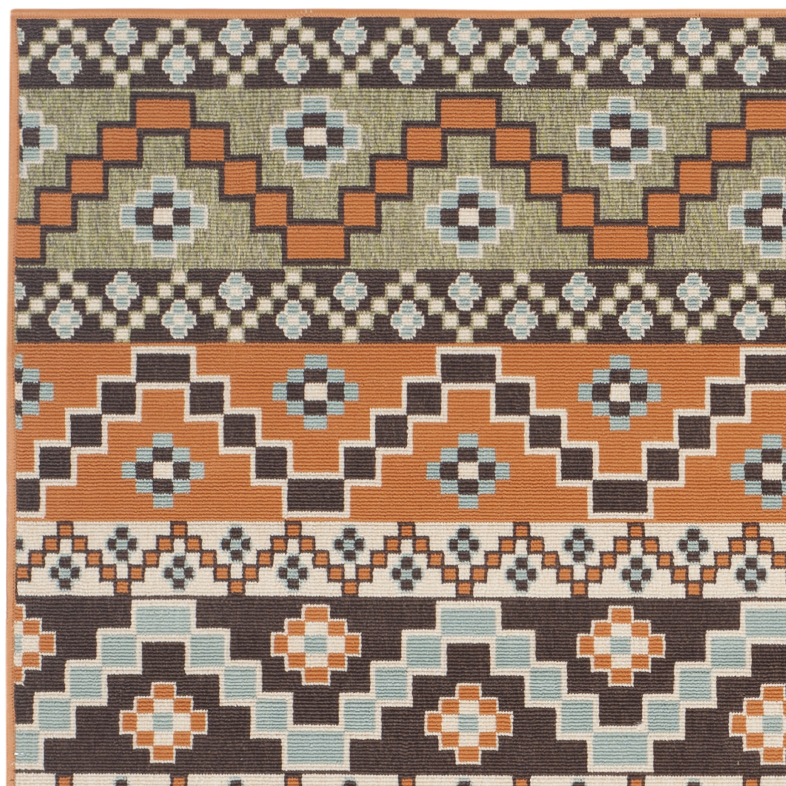 SAFAVIEH Veranda Luwig Southwestern Indoor/Outdoor Area Rug, 6'7" x 6'7" Square, Terracotta/Chocolate - Image 2