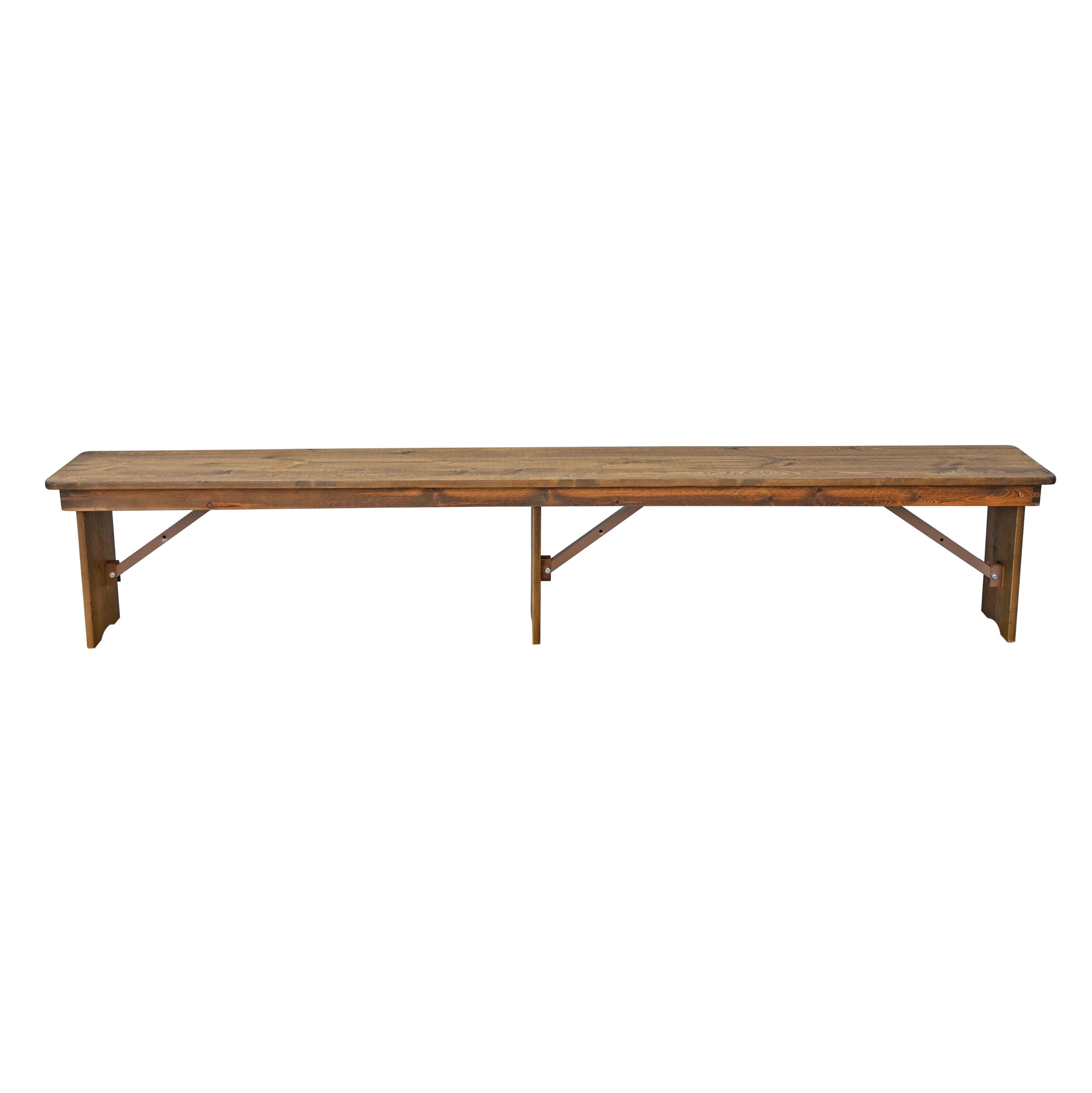 96 inch x 12 inch Farmhouse Pine Wood Rectangle Folding Bench - Rustic - Image 2