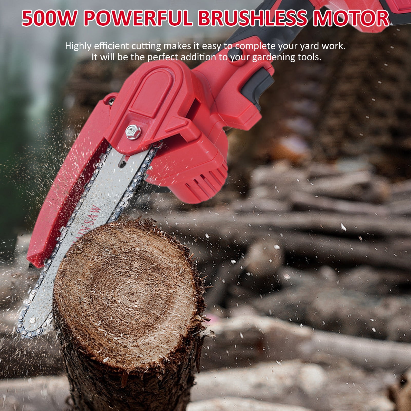 CACAGOO 20V 6inch/8inch Cordless Pole Saw Height Adjustable Electric Chainsaw with 2 batteries for Wood Cutting, Trimming - Image 7