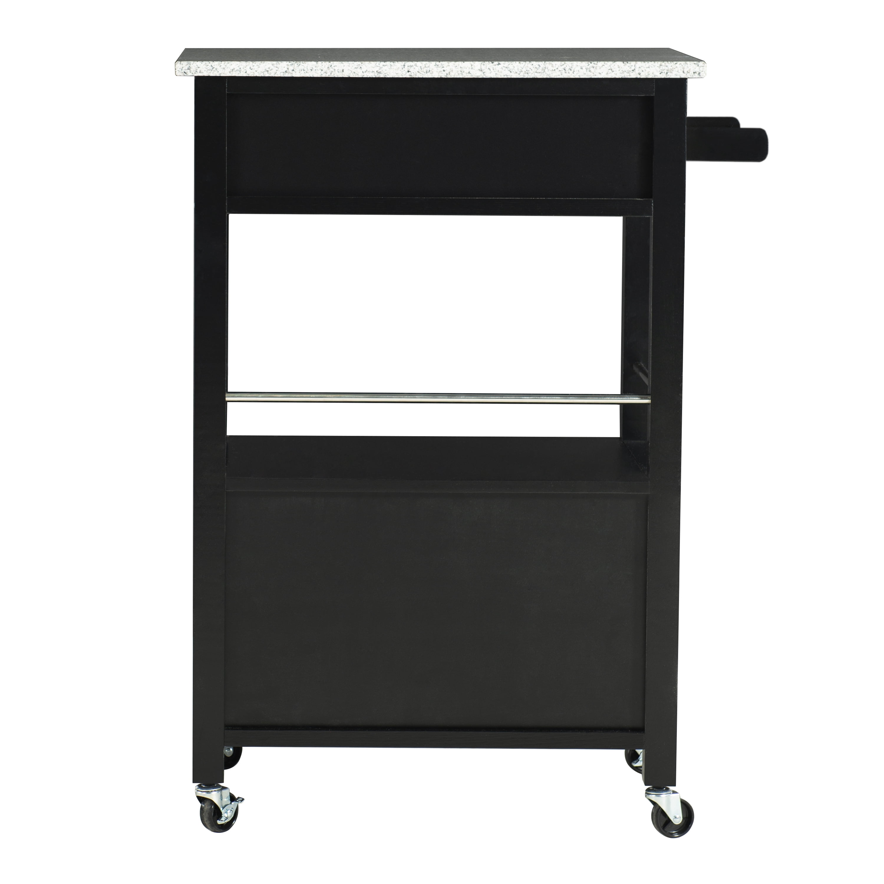 Linon Monett 2-Tier Mobile Serving Cart with Gray Granite Top, 27.75" Length, Black - Image 10