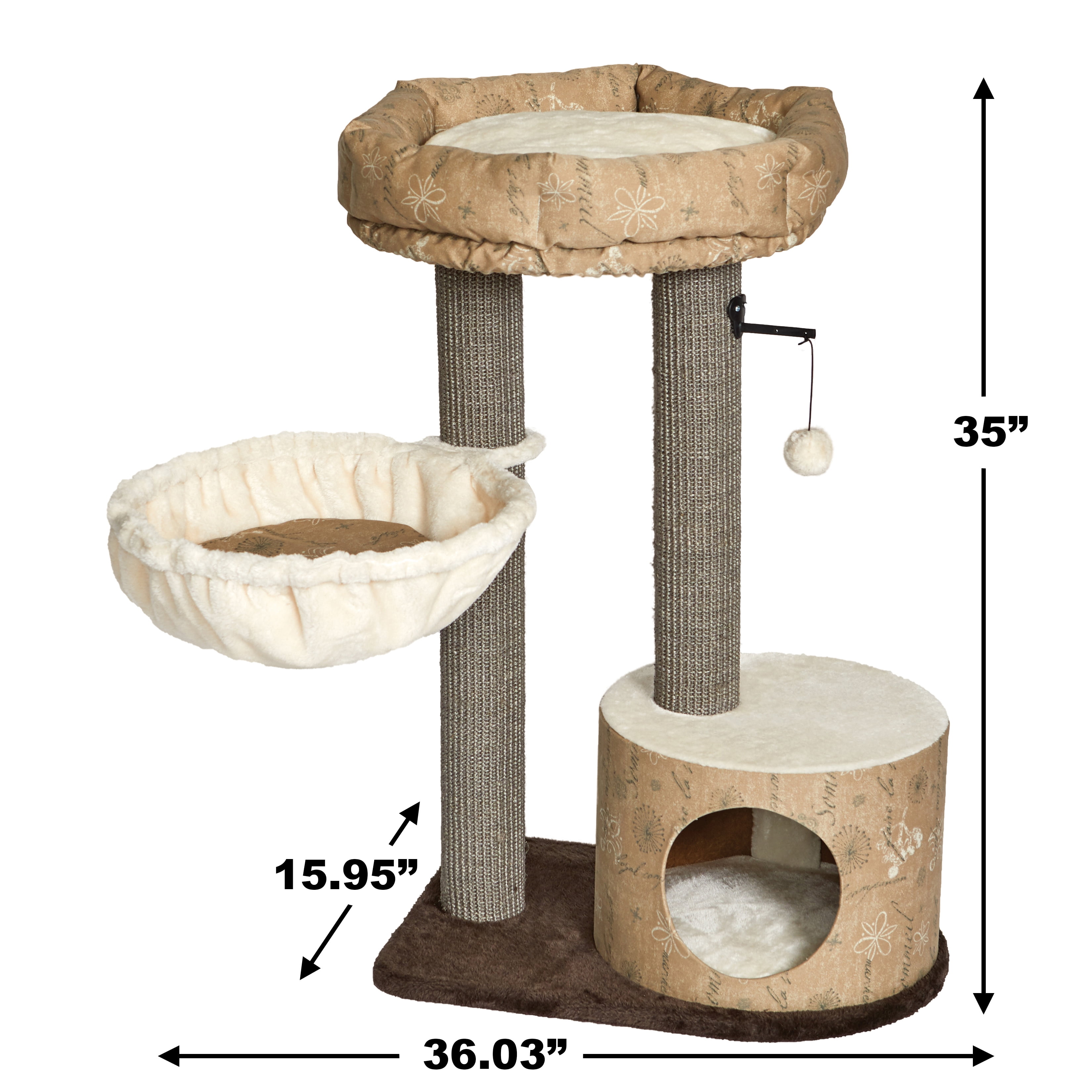 35-Inch Feline Nuvo "Cove" Fashionable Cat Tree & Cat Condo with Removable Lounging Cat Bed - Image 3