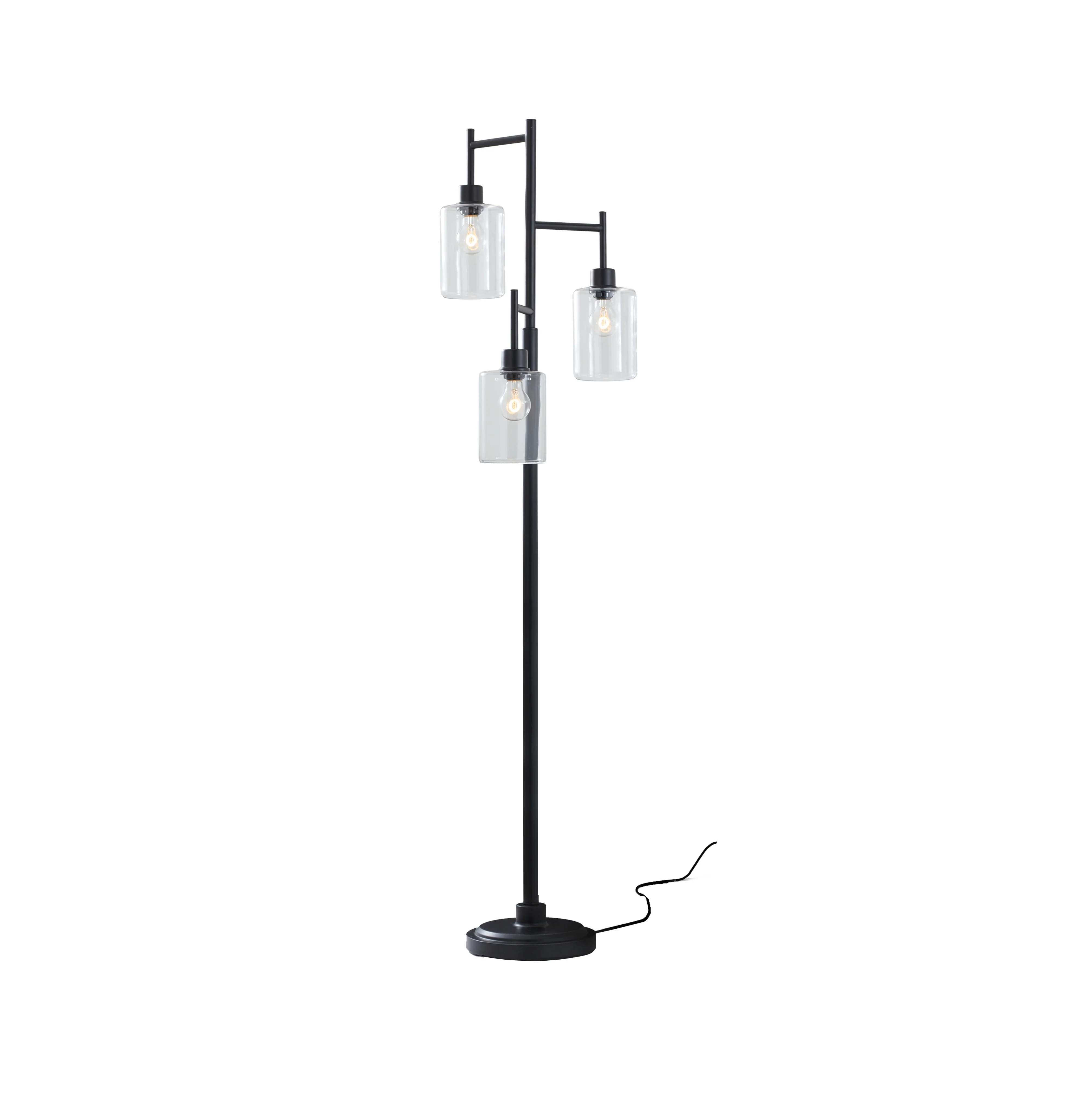 Better Homes & Gardens 63.5 in 3 Light Contemporary Black Floor Lamp Clear Glass - Image 6