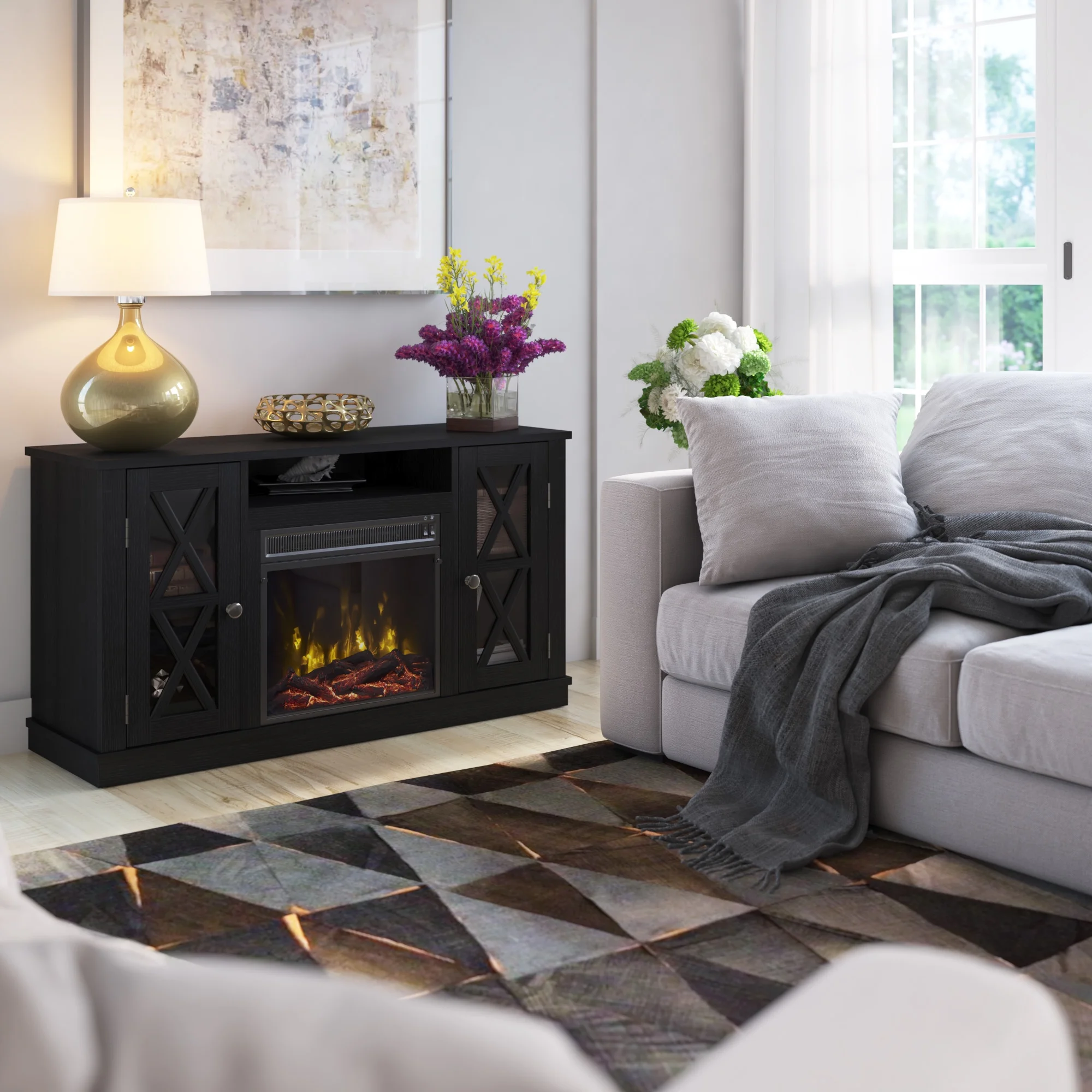 Twin Star Stanton Ridge Electric Fireplace TV Stand for TVs up to 55" , Black - Image 5