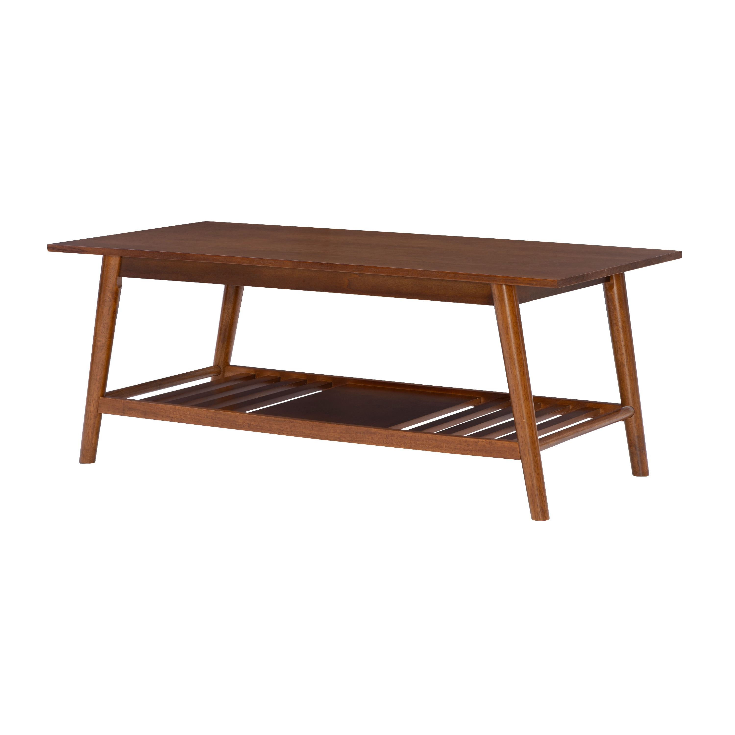 Linon Ashville Mid-Century Coffee Table with Shelf, Walnut - Image 10