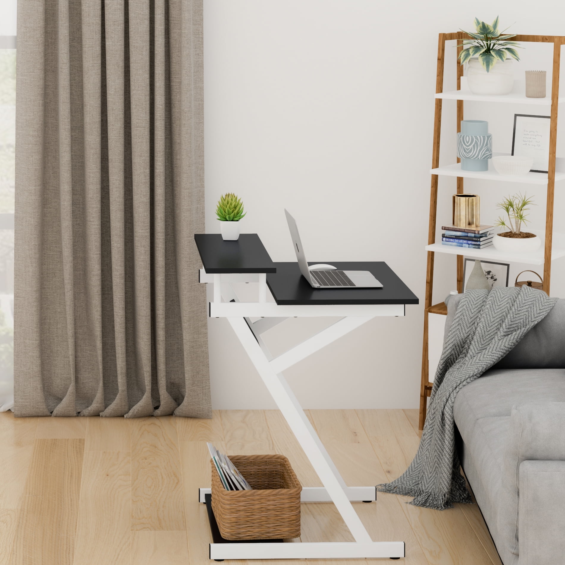 FITUEYES Computer Desk for Small Spaces, Small Desk with Monitor Shelf & Save Space,White - Image 3