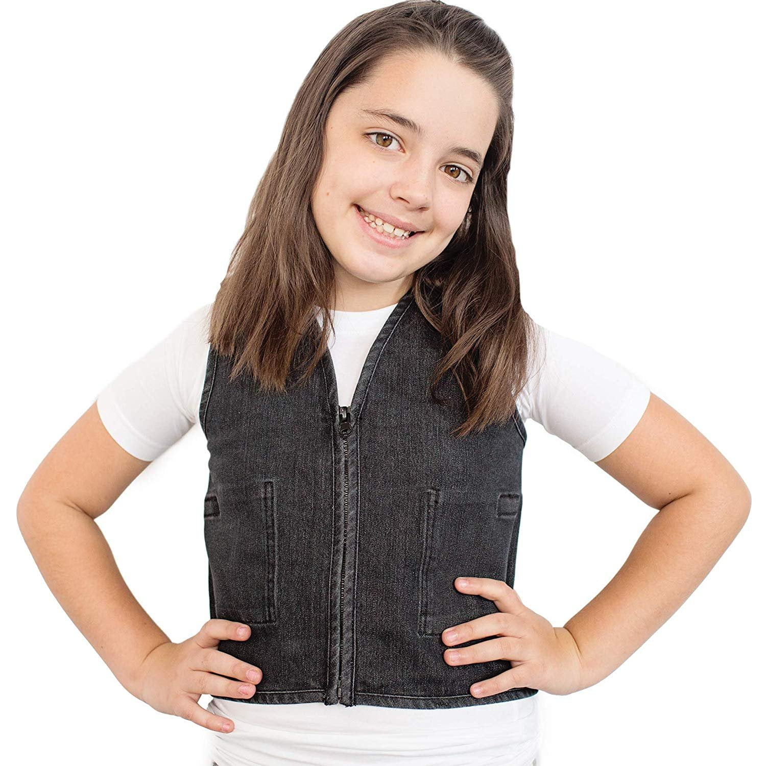 Fun and Function's Stretch Denim Weighted Vest to Reduce Wiggles, Fidgets, Anxiety - Medium Ages 9+ - Image 6
