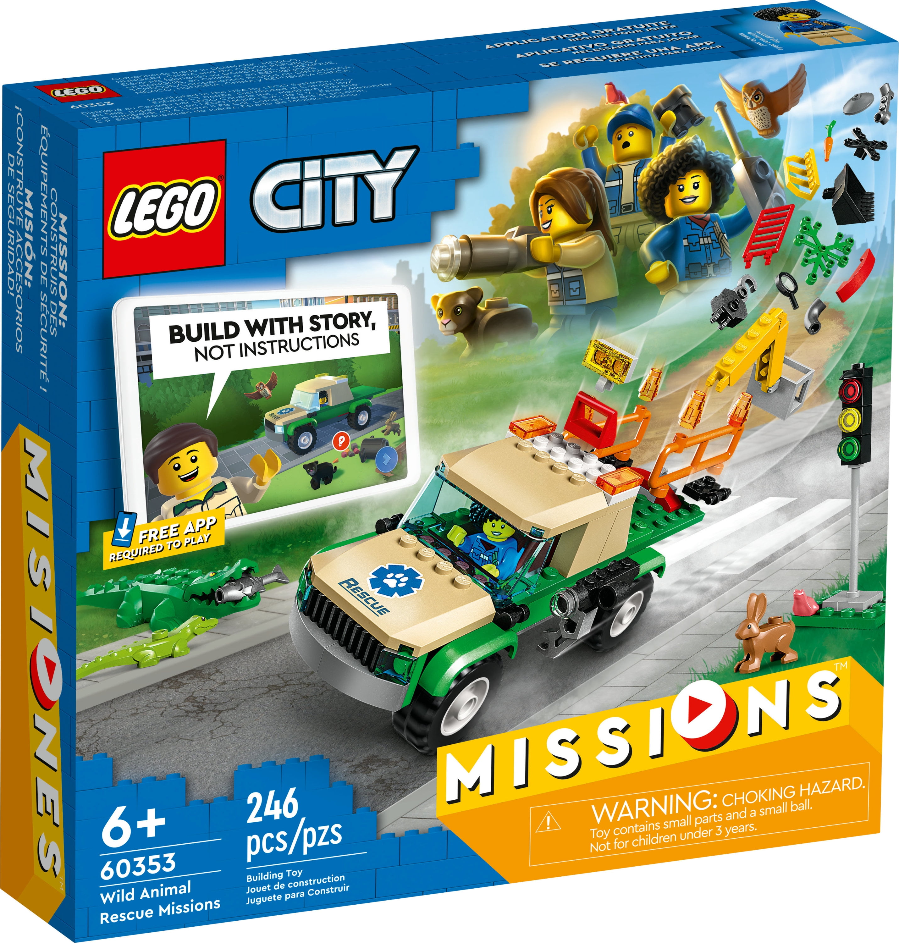 LEGO City Wild Animal Rescue Missions, 60353 with Truck Toy and Animals for Kids, Interactive Digital Adventure Building Game with Bricks & 3 Minifigures - Image 2