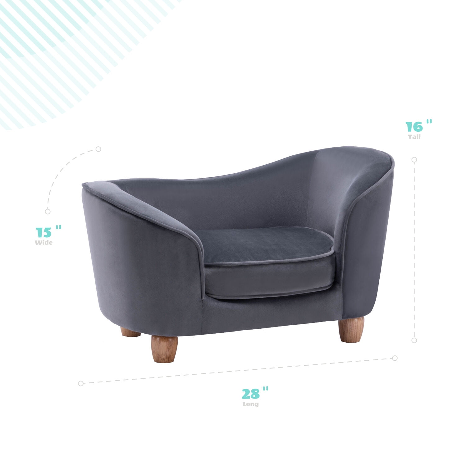 Critter Sitters 28-In. Faux-Velvet Gray Oval Pet Bed for Small-Sized Dogs and Cats - Image 2