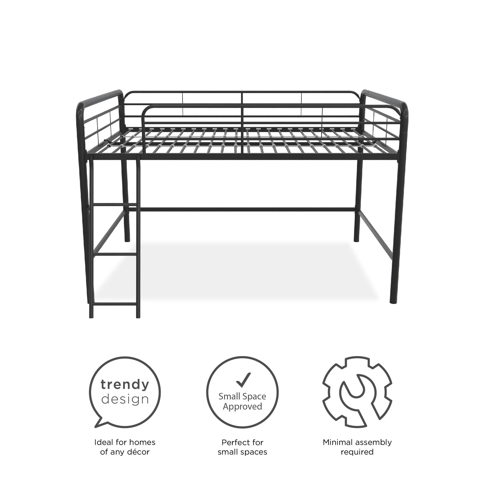 DHP Jett Junior Full Metal Loft Bed, Black - Image 8