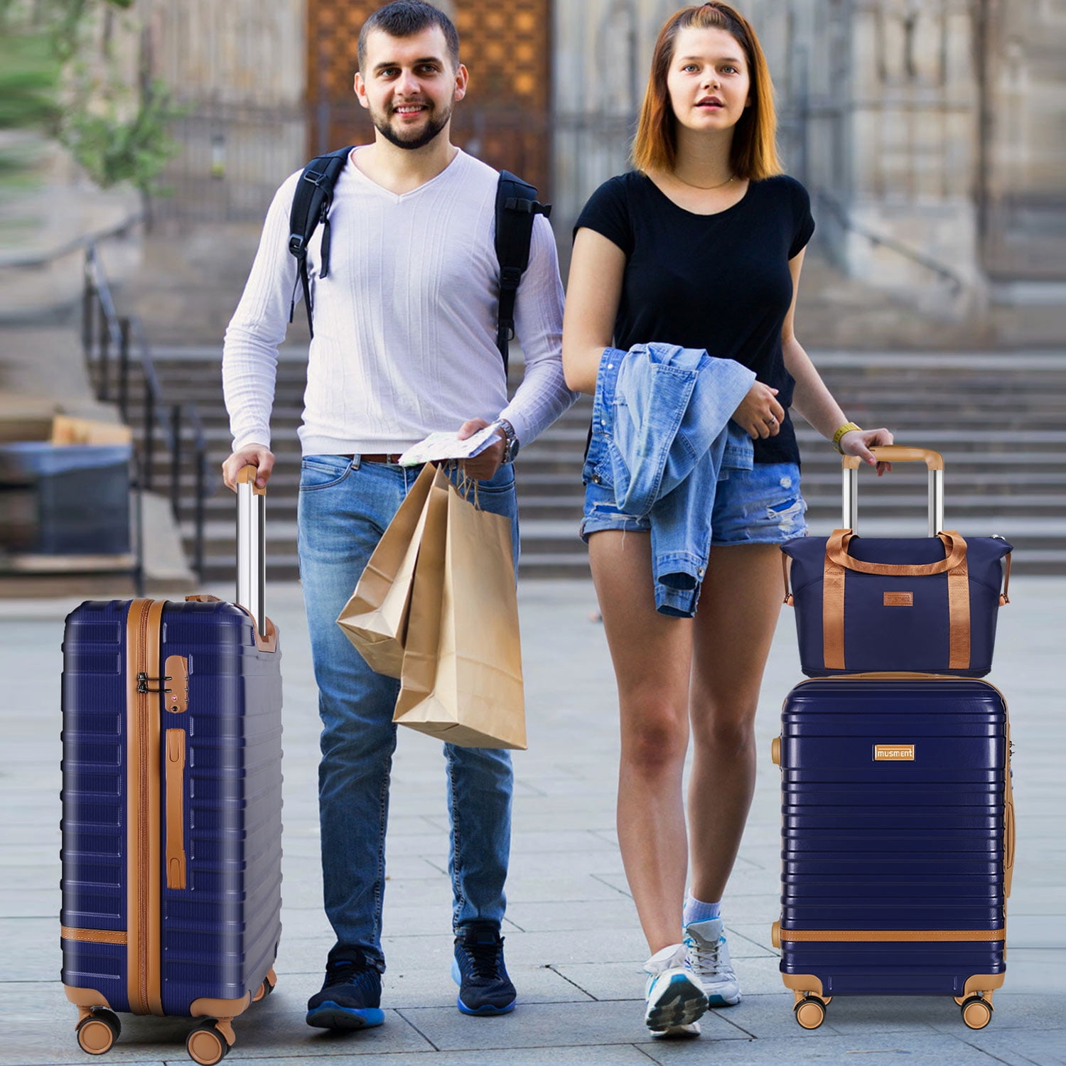 Expandable Suitcase Set Luggage Sets, 20 inch Carry On Luggage with TSA Lock and Double Spinner Wheels,(Deep Blue,3 PCS set ) - Image 9