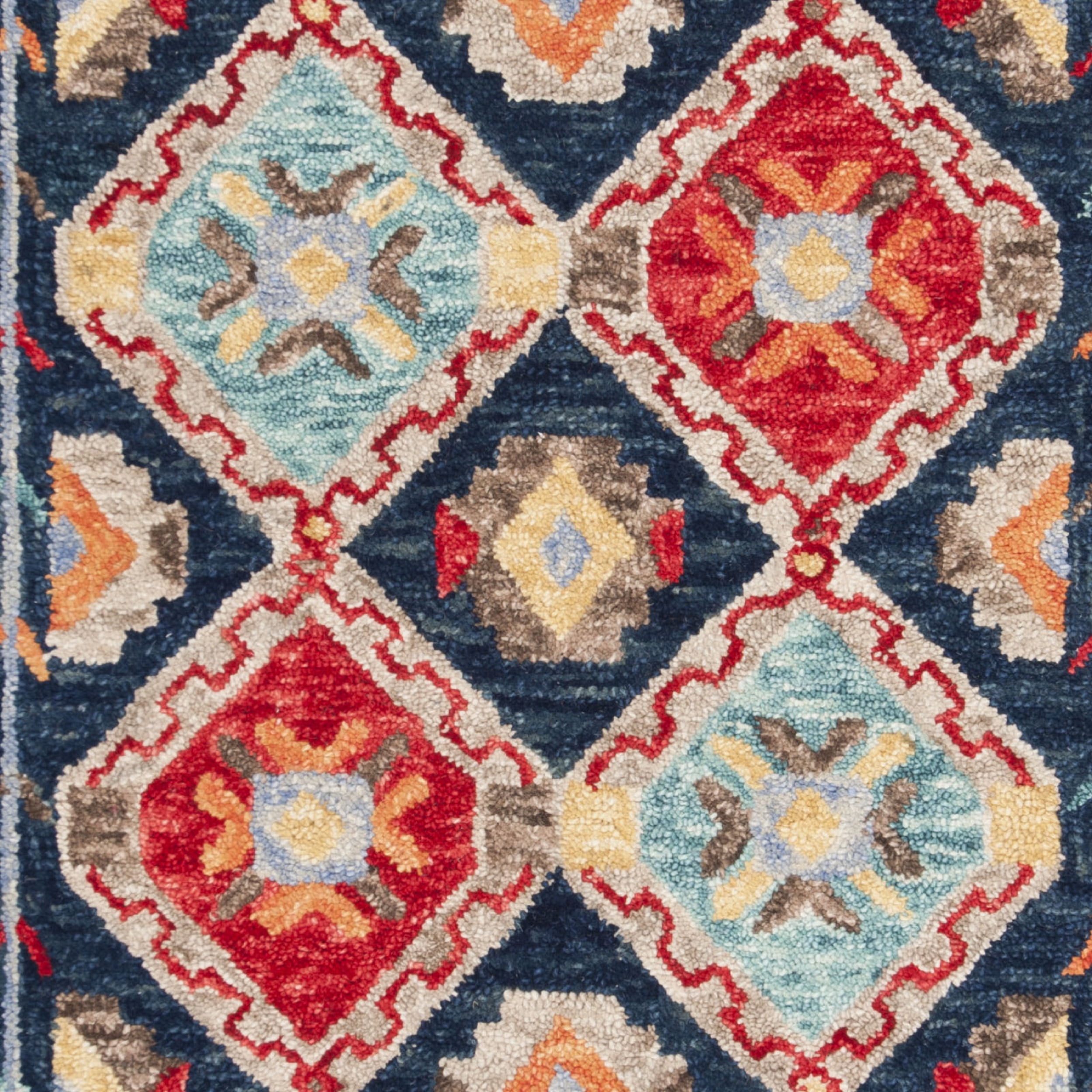 SAFAVIEH Aspen Christabella Geometric Wool Area Rug, Navy/Orange, 3' x 5' - Image 4