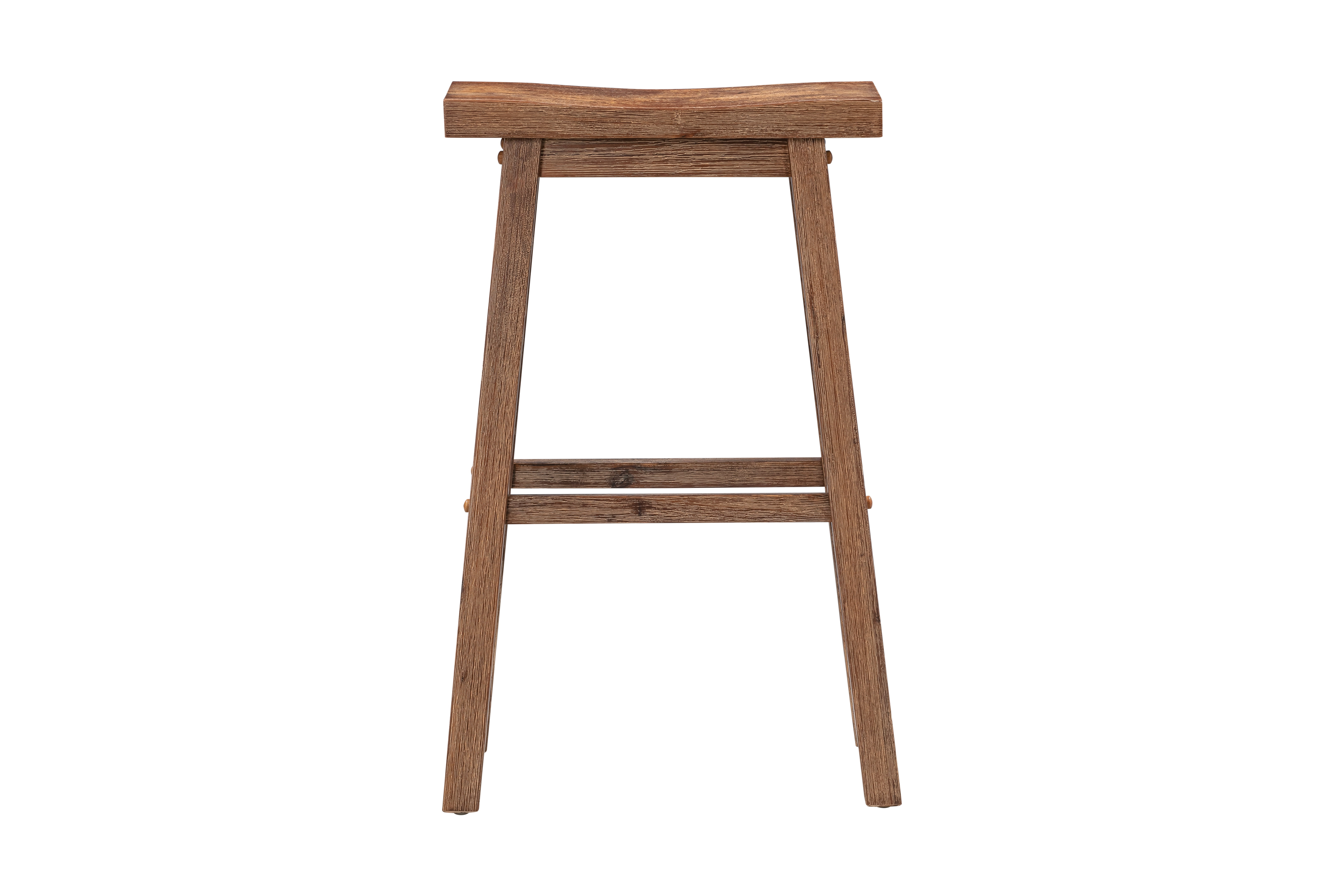 Boraam Sonoma Bar Height Backless Saddle Wood Kitchen Bar Stool, Barnwood Wire-Brush Finish - Image 5