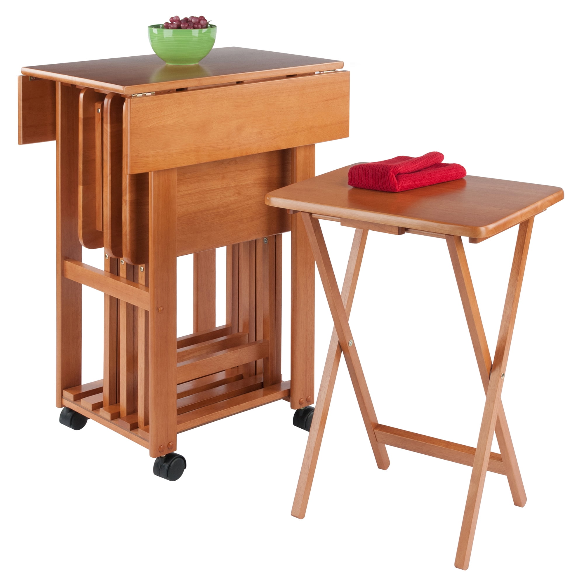Winsome Wood Sophia 5-Pc Snack Table Set, Teak Finish - Image 15