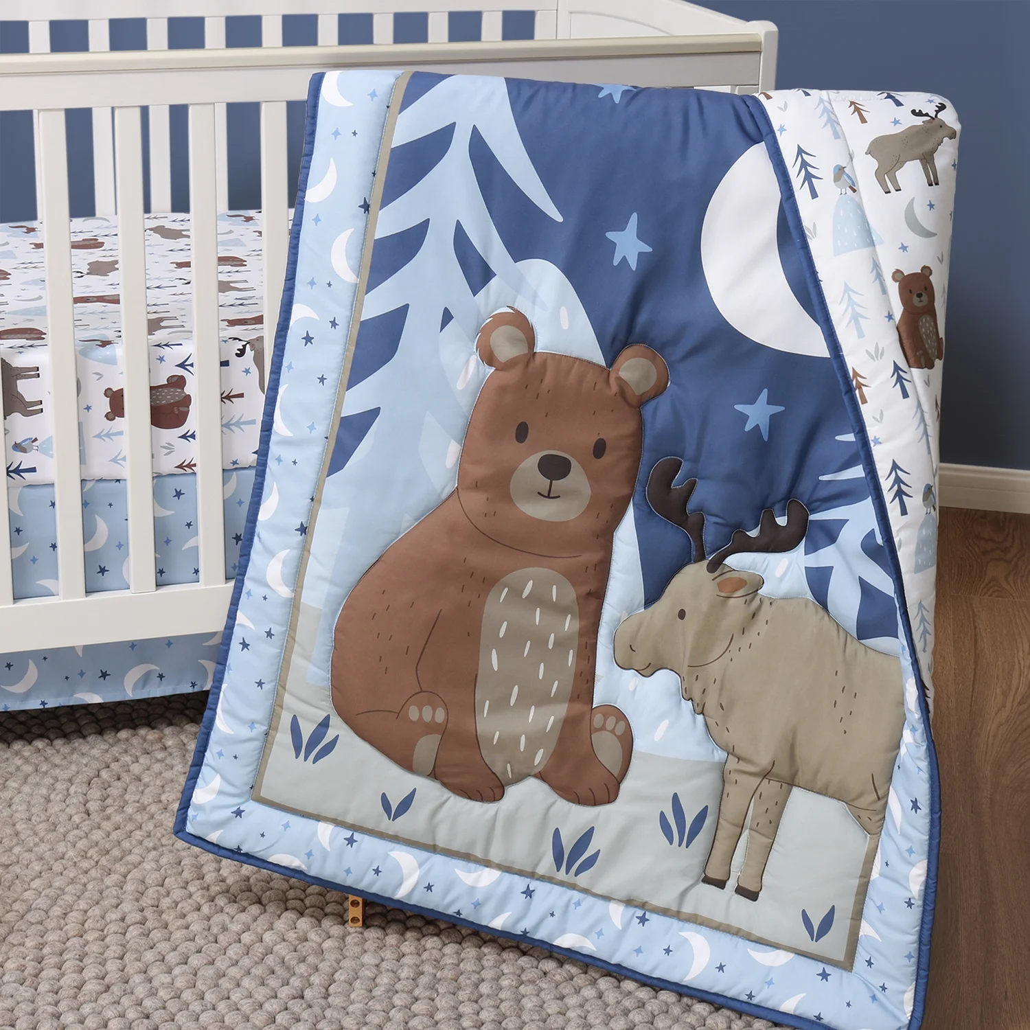 The Peanutshell Crib Bedding Set for Baby Boys, Under the Stars, 3 Pieces - Image 3