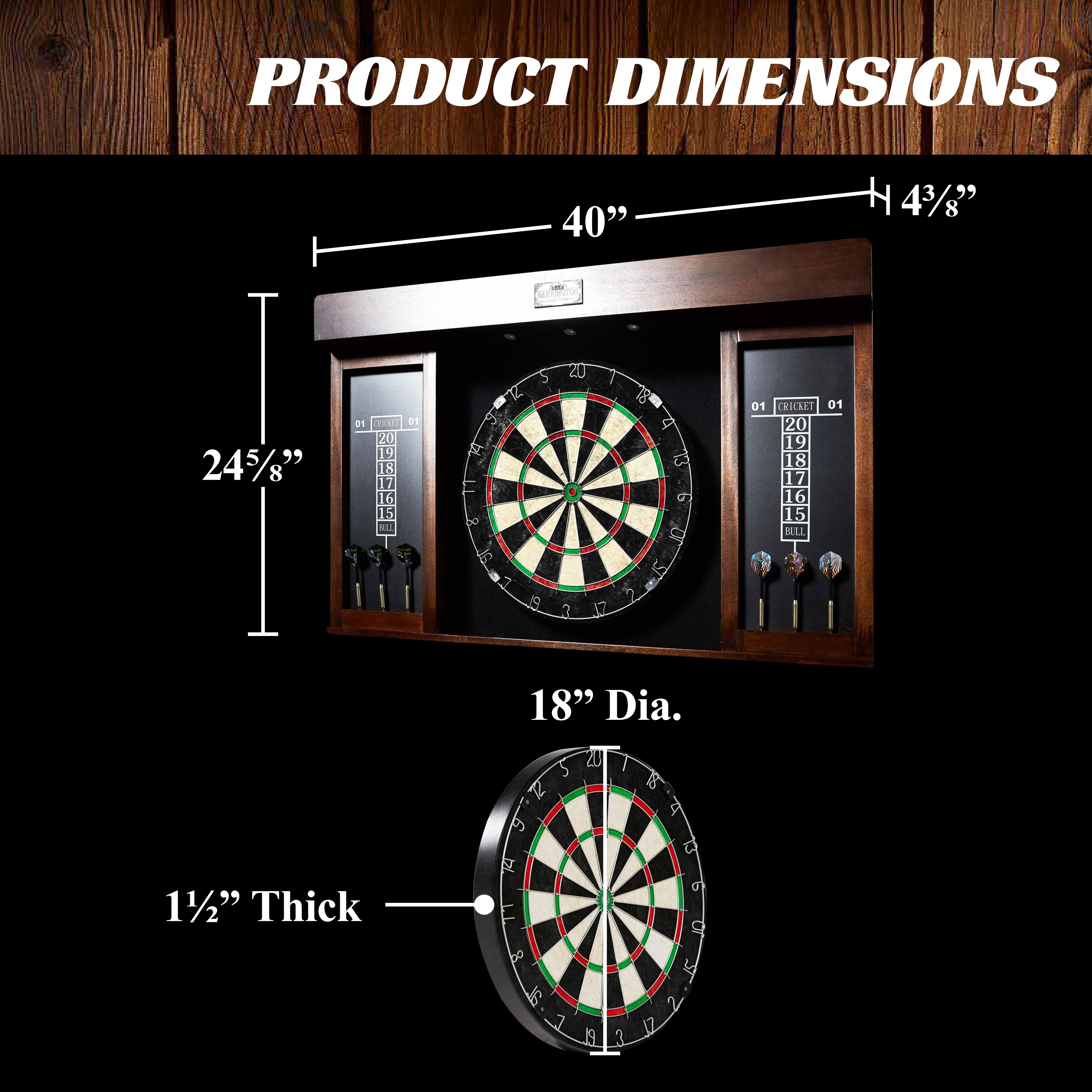 Bristle Dartboard Cabinet Set, LED Lights, Official Size Dart Board, by Barrington Billiards - Image 3