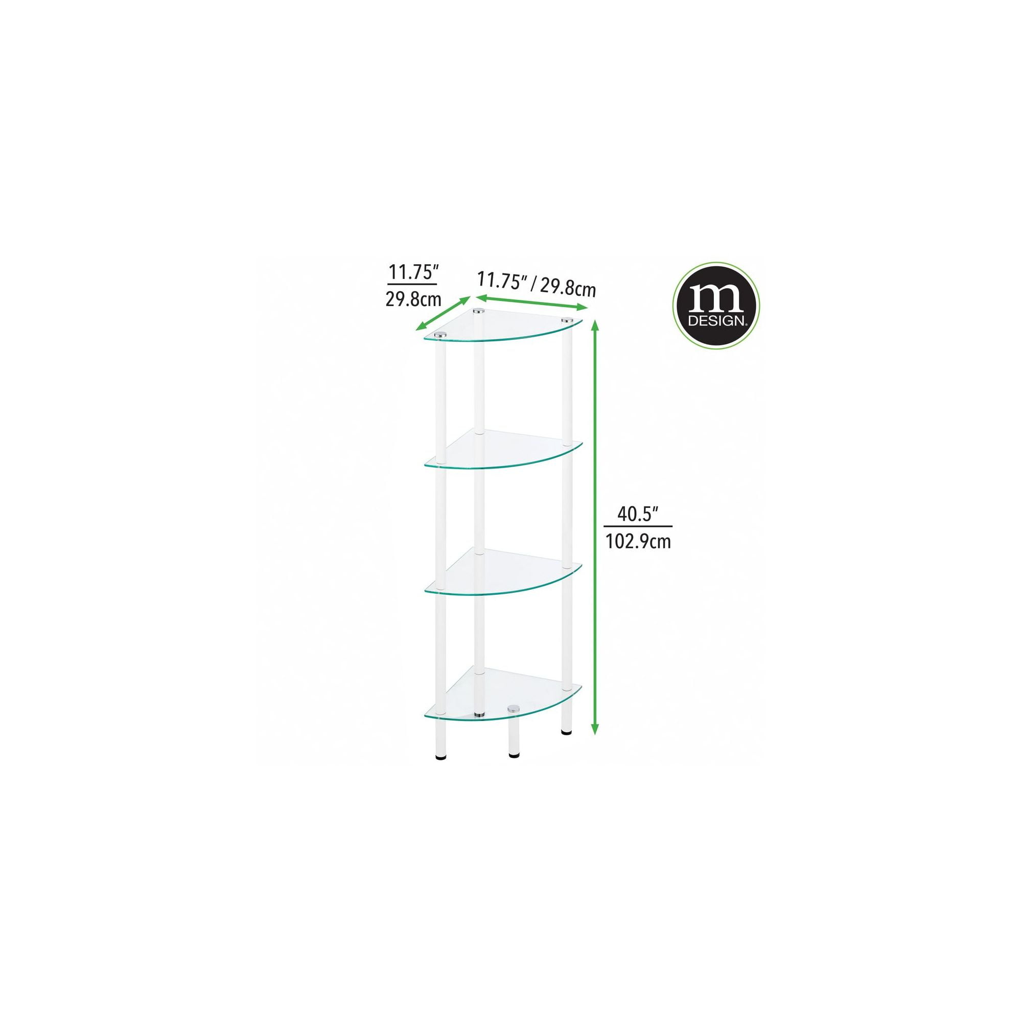 mDesign Glass Corner 4-Tier Storage Organizer Tower Cabinet - White/Clear - Image 4