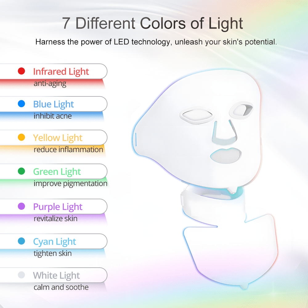 RUTAWZ LED Light Therapy Face Mask for Skin Care, Anti-Aging, and Skin Tone Improvement – Red & Multi-Color LED Light Mask for Face and Neck - Image 3