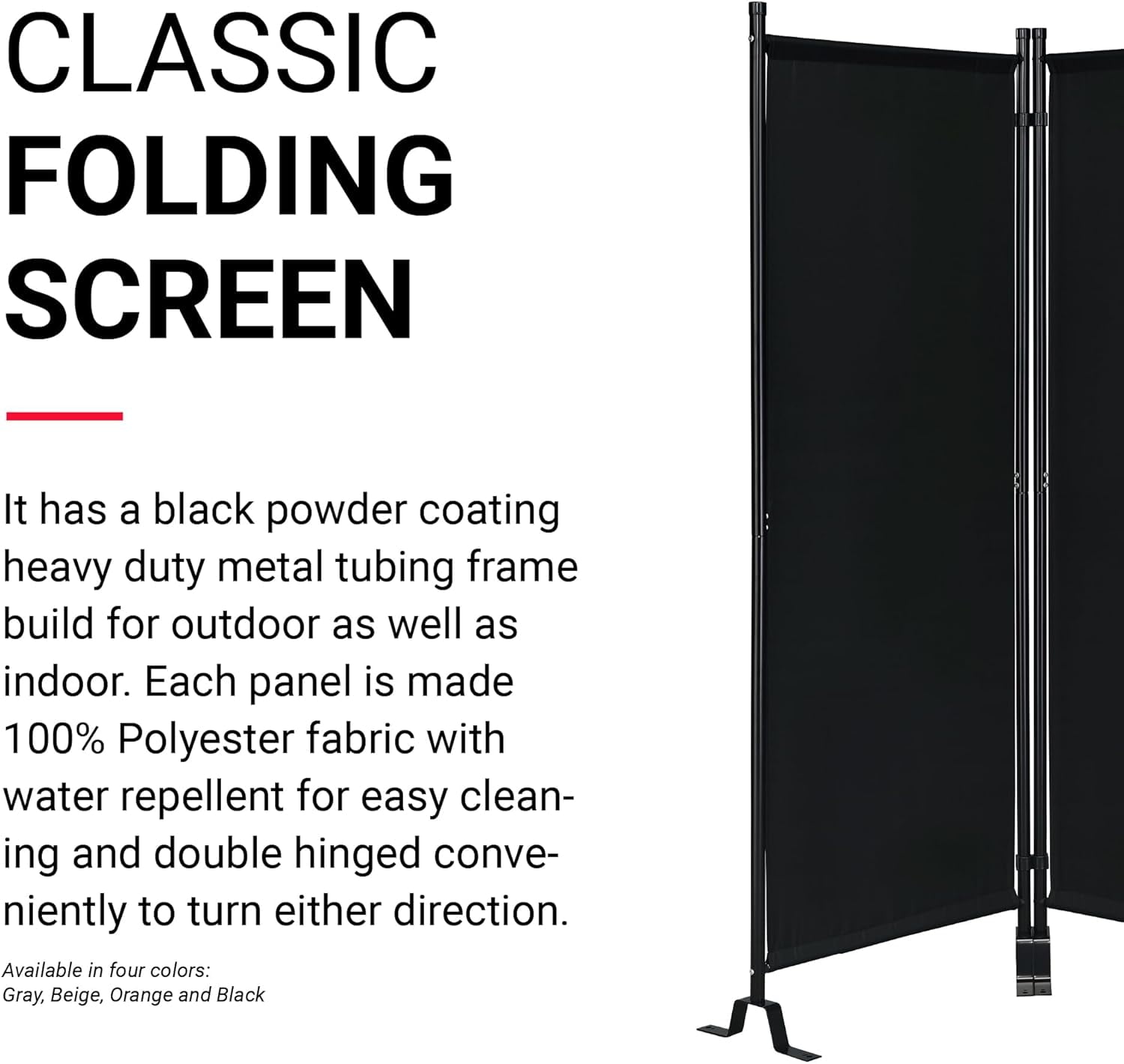 Proman Products FS17184 Galaxy II Indoor/Outdoor Room Divider (2-Panels, 24" w / panel), Water Repellent Fabric, Metal Frame, 50.25" W x 12" D x 71" H, Gray - Image 5