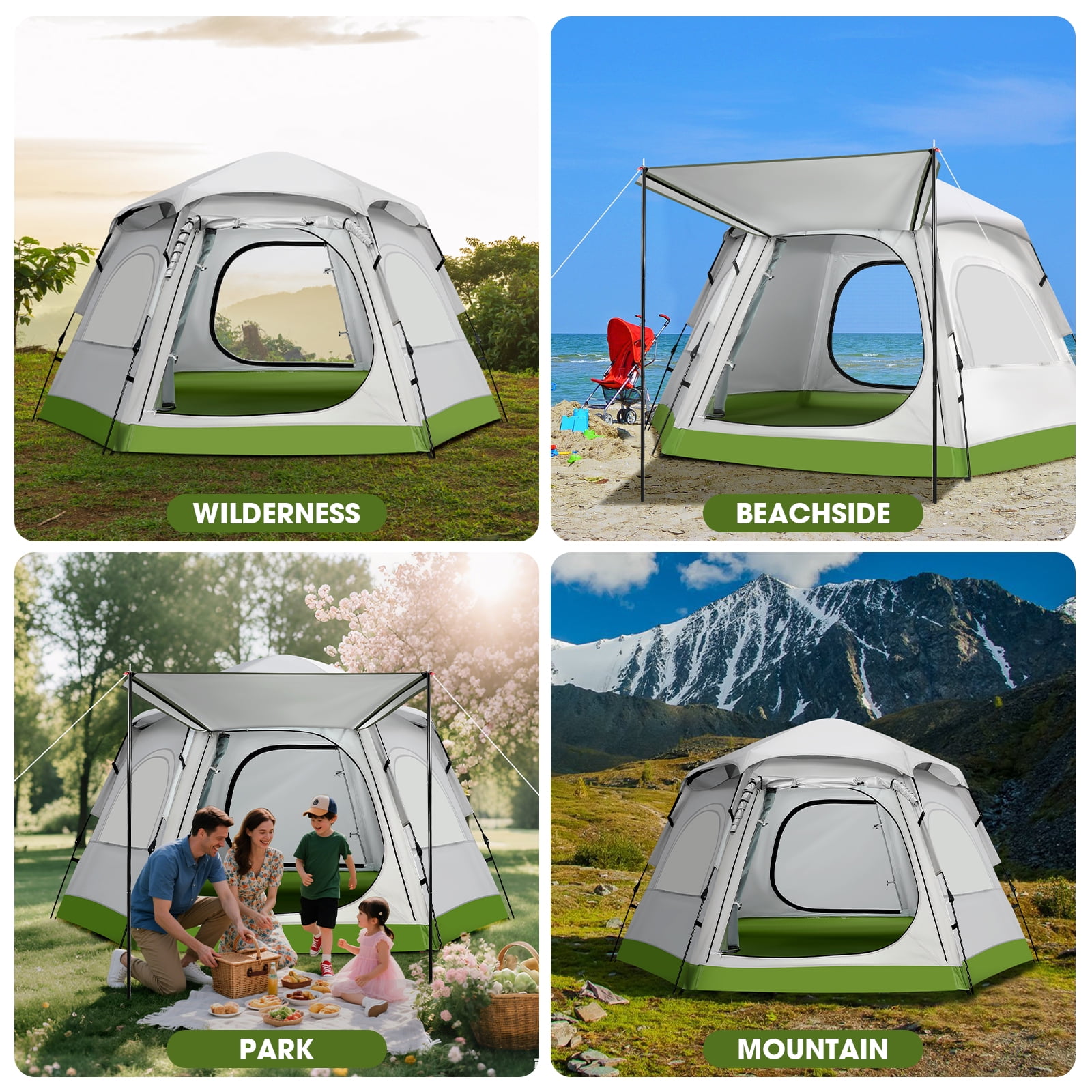 Fenbeli 4-6 Person Waterproof Family Camping Tent for All Seasons, Instant Setup Outdoor Tent with Double Doors, Dome Design for Family, Hiking & Traveling - Image 6
