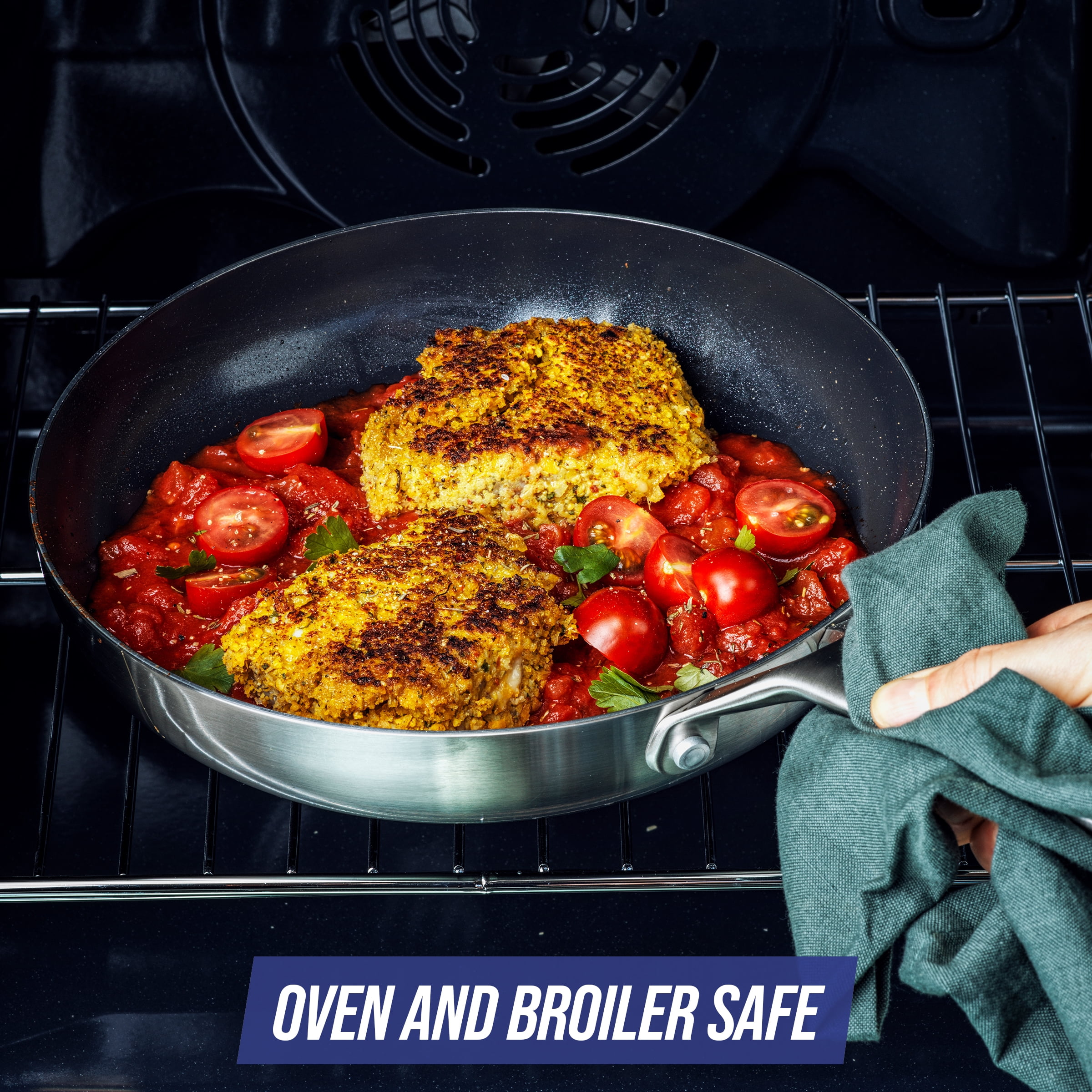 Blue Diamond 9.5in and 11in Nonstick Oven Safe Triple Steel Ceramic Frying Pan Set - Image 5