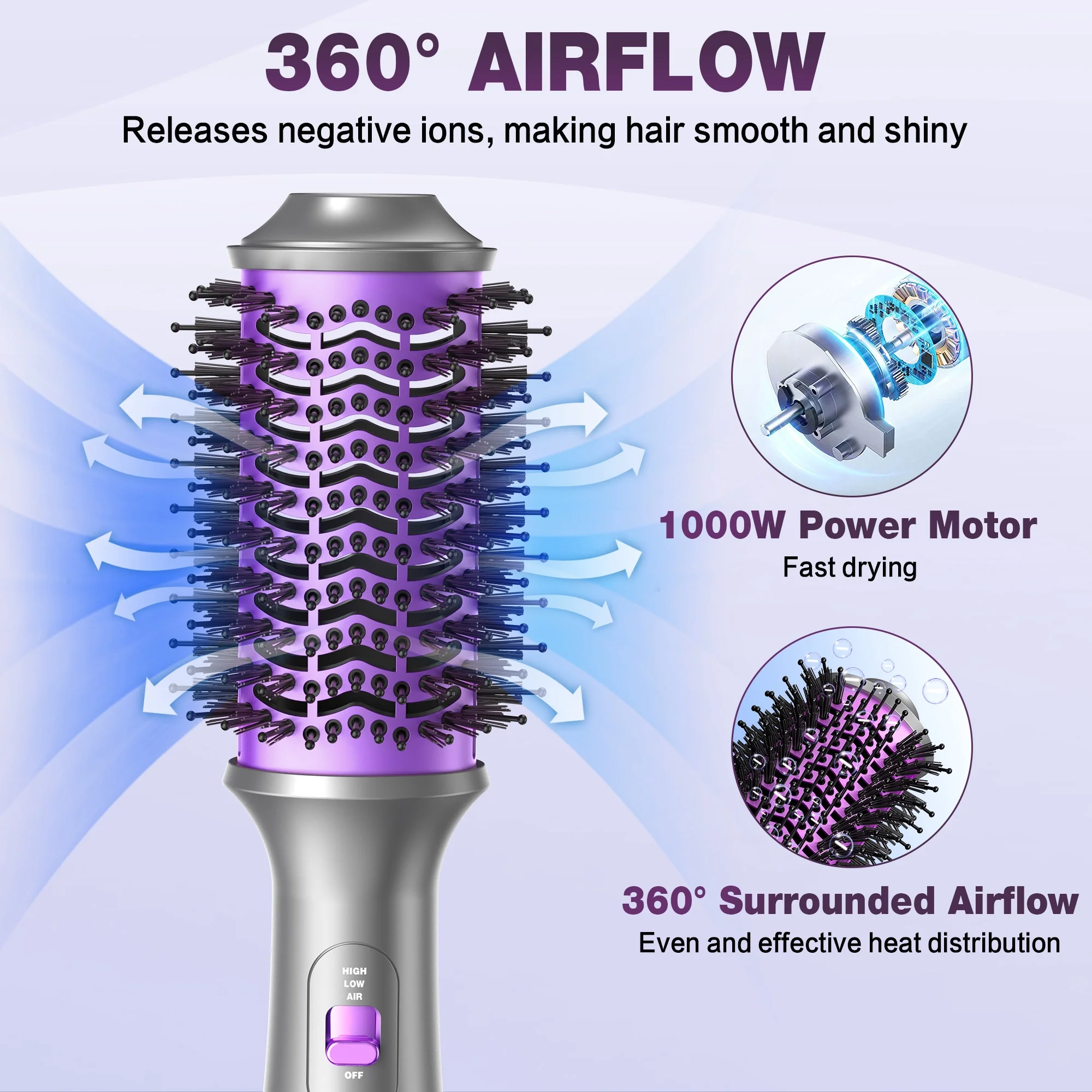 NEXPURE Hair Dryer and Blow Dryer Brush in One, New Upgrade 4 in 1 Hair Dryer Brush with Negative Ion Anti-frizz Ceramic Titanium Barrel - Image 4