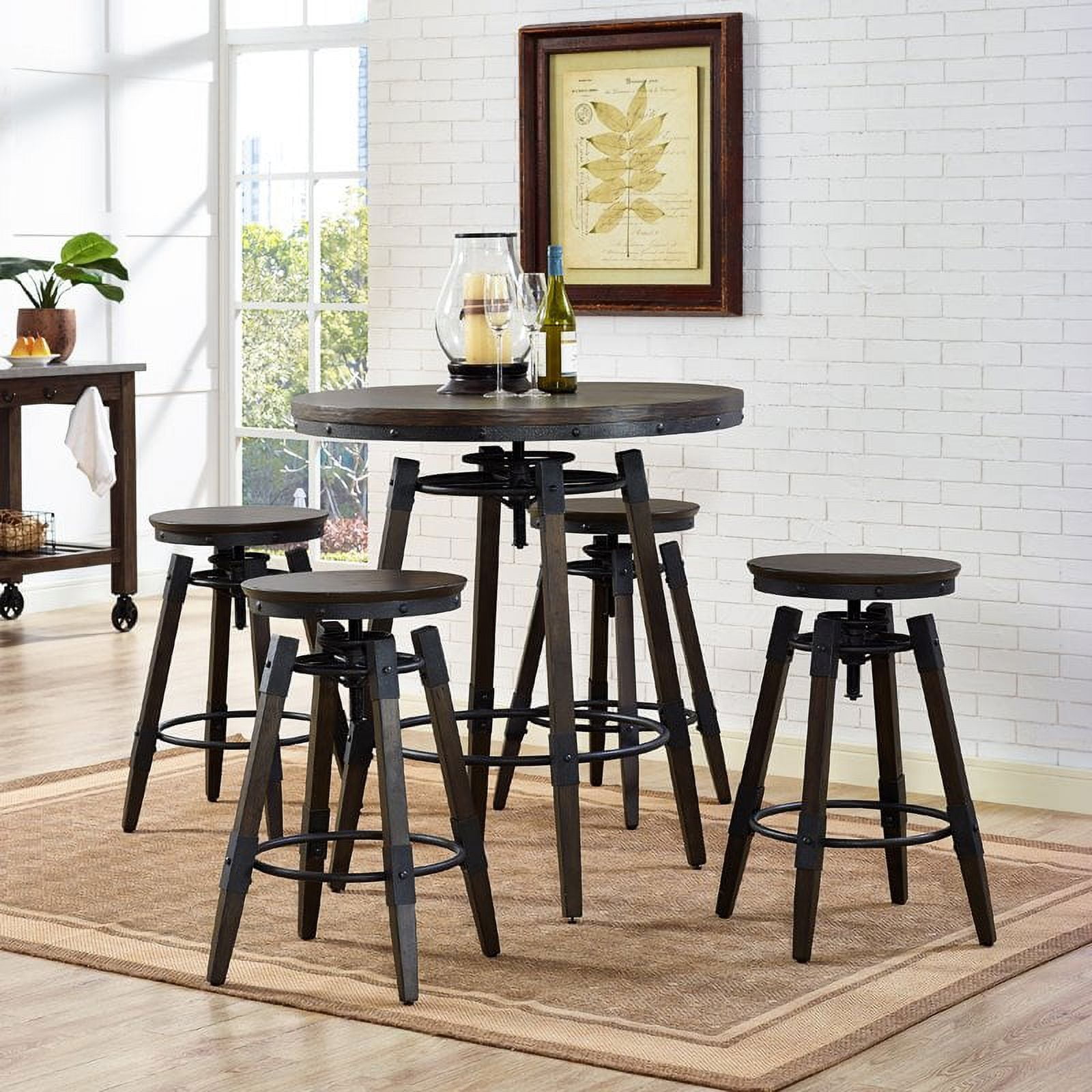 Adjustable Bar Table in Dark Brown - Image 5