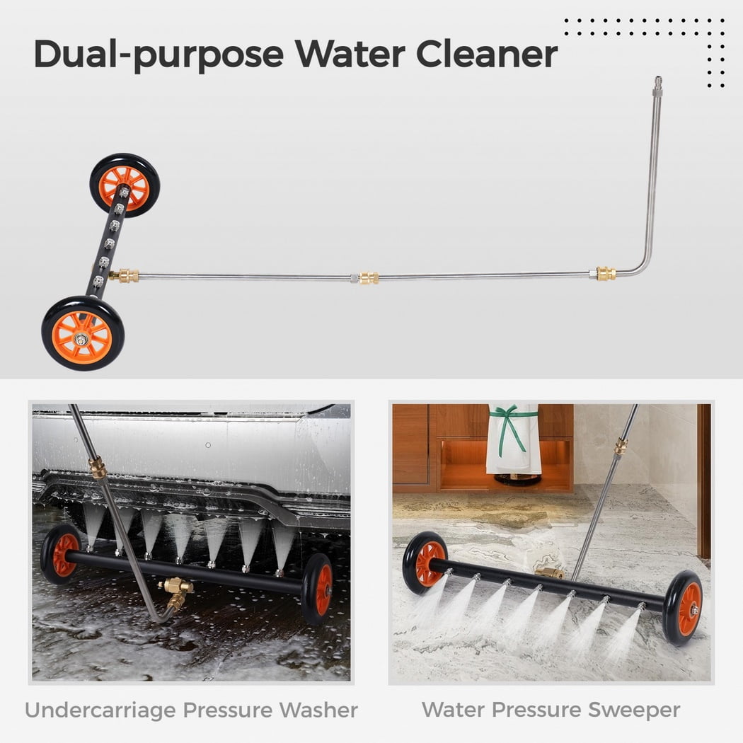 Dual-Function Undercarriage Cleaner for Cars, Ground Surface Cleaner Pressure Washer, Water Broom for Vehicle Underbody Washer Cleaner with 3pcs Extension Wands - Image 7