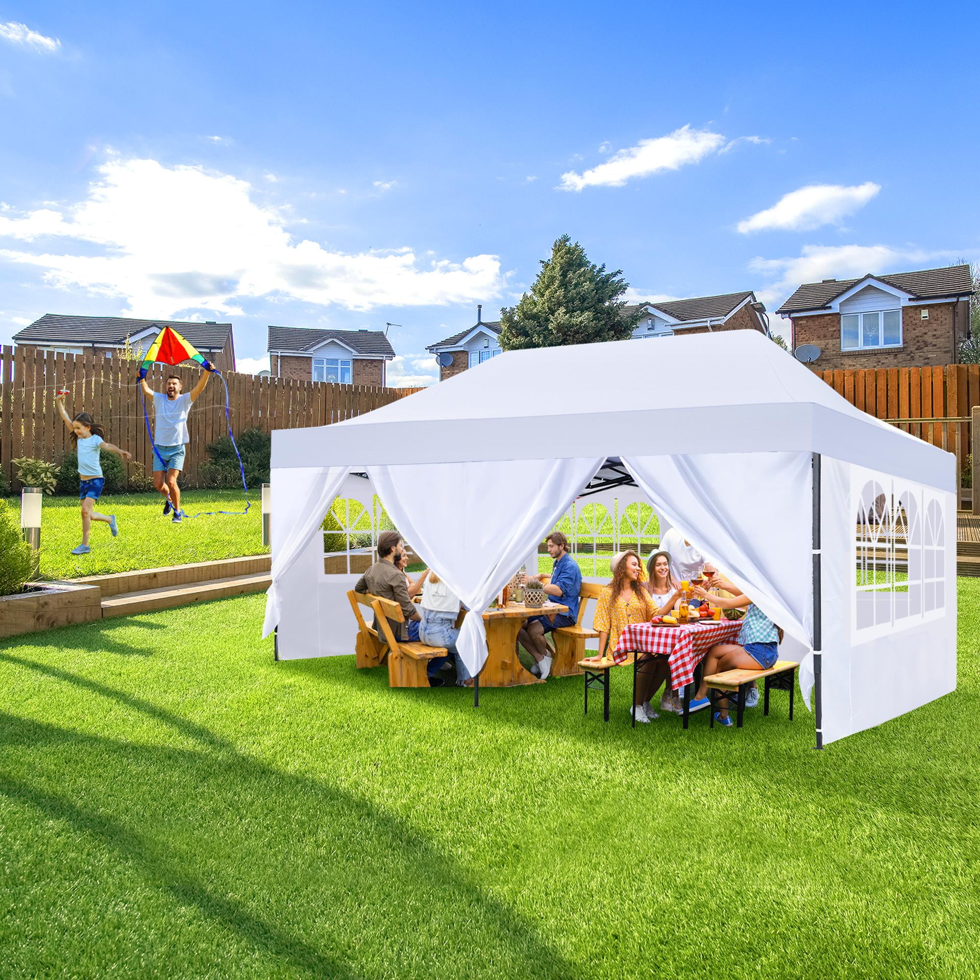GVDV 10' x 20' Pop up Canopy Tent Party Tent Outdoor Event Instant Tent Gazebo with Removable Sidewalls and Carry Bag, White - Image 2