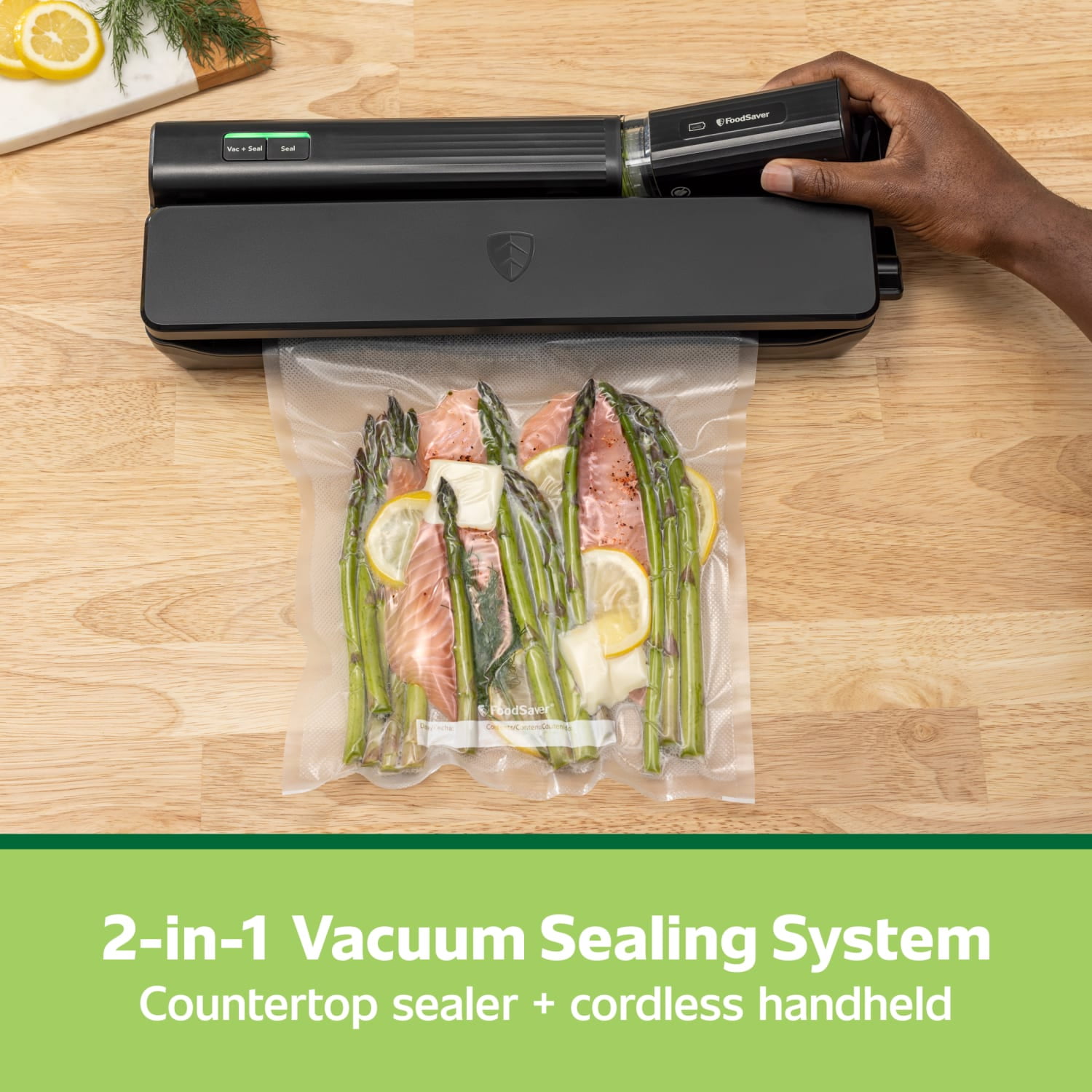 (2 pack) FoodSaver Handheld+ 2-in-1 Vacuum Sealing System, Handheld and Countertop Vacuum Sealer, Matte Black - Image 4