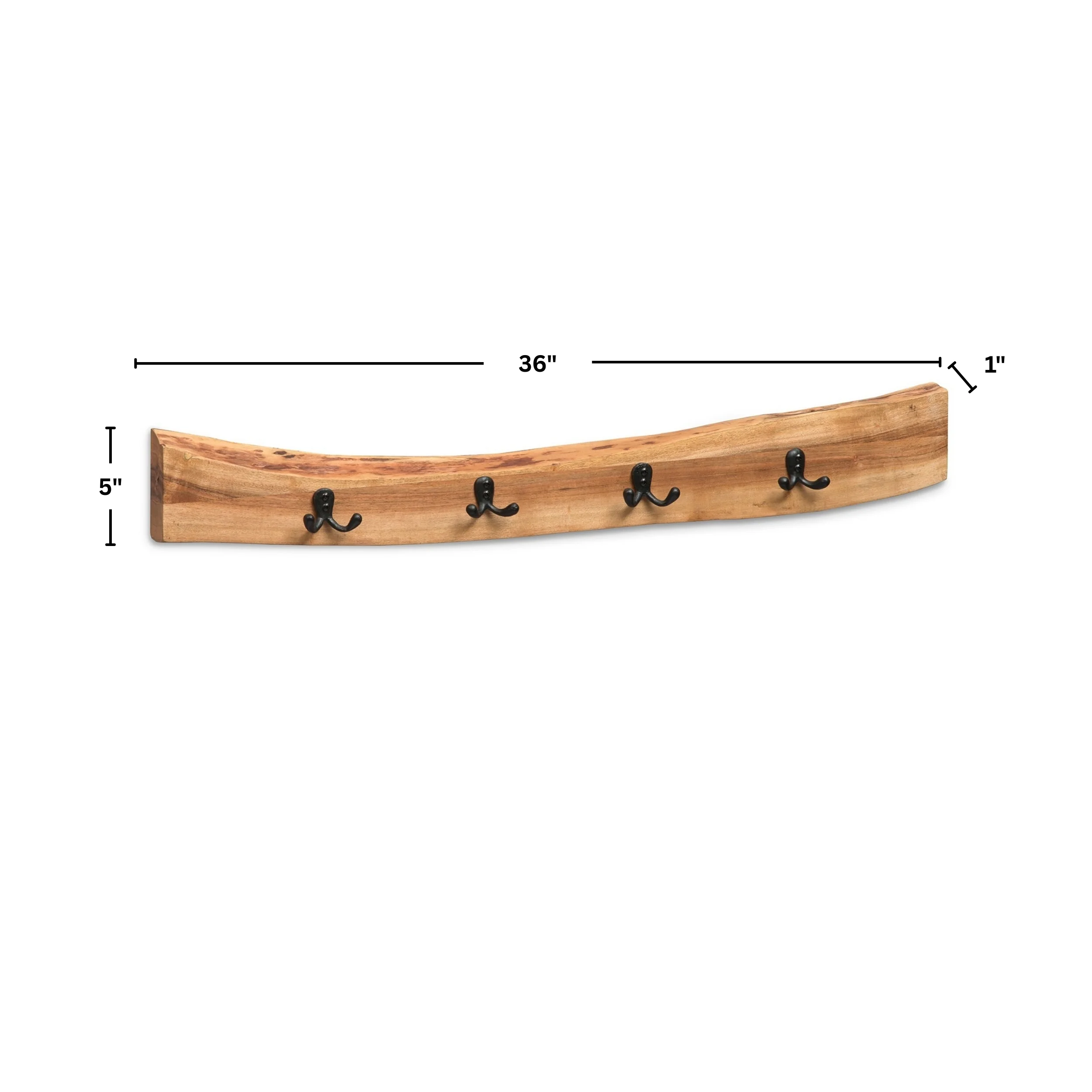 Alaterre Furniture Alpine Natural Live Edge Wood 36" Coat Hooks - Image 3