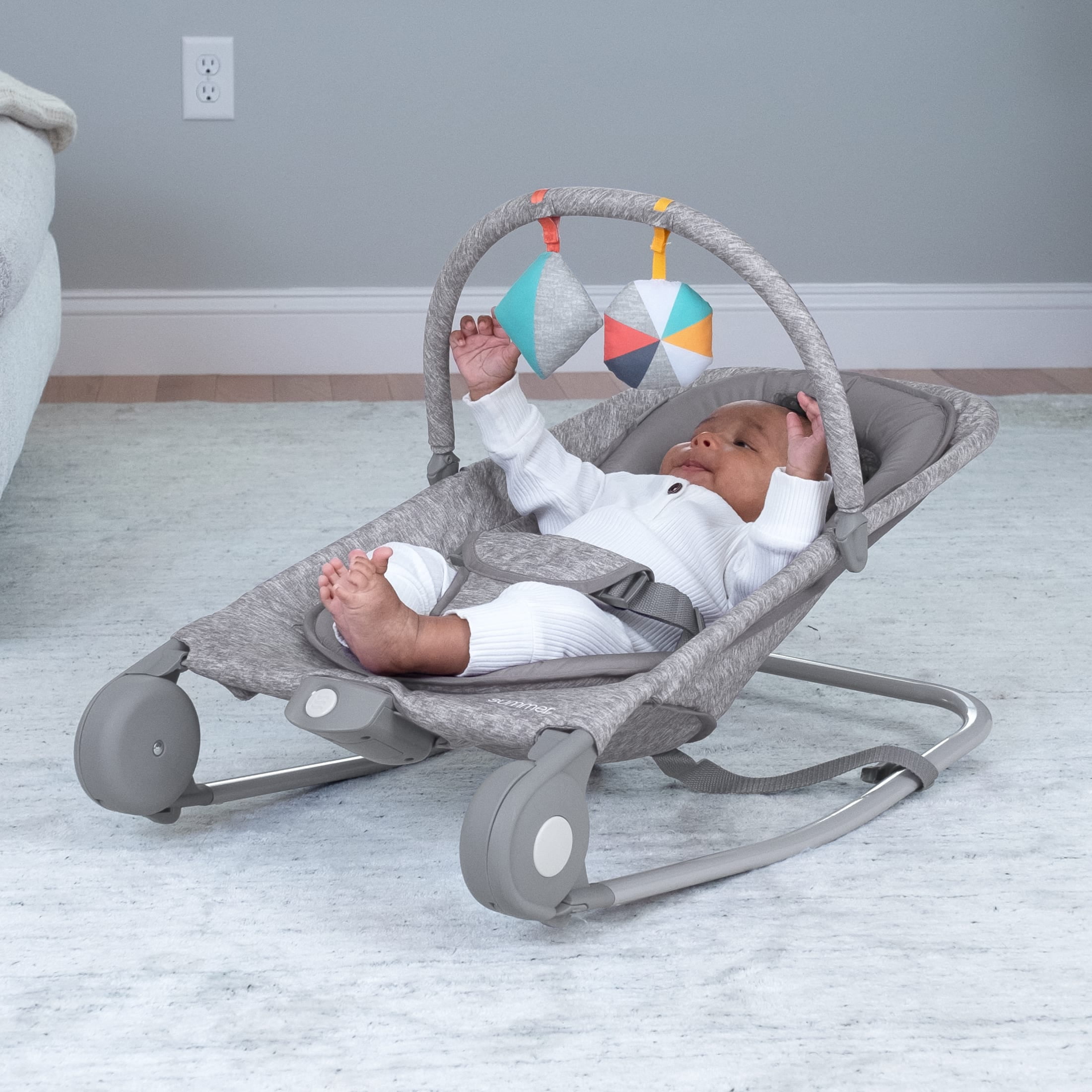 Summer by Ingenuity 2-in-1 Baby Bouncer & Rocker Duo for Infants, Light Gray Tweed - Image 13