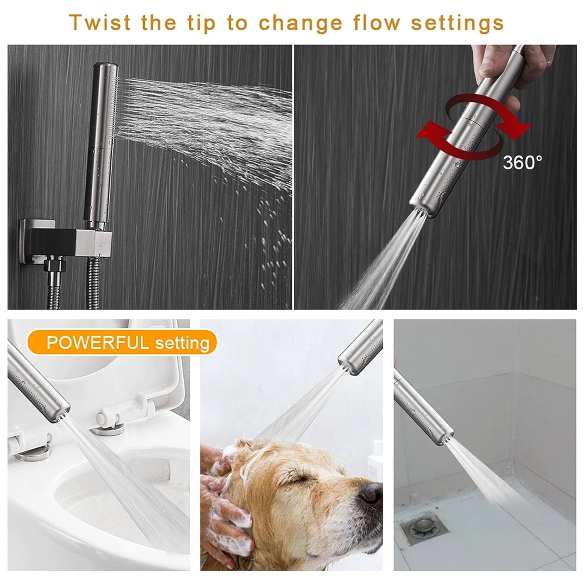 BESy Brushed Nickel Shower System with Adjustable Angle Slide Bar, 12 inch Rain Shower Head and Wand Wall Mounted, Rainfall Shower Faucet Fixture Combo Set - Image 8