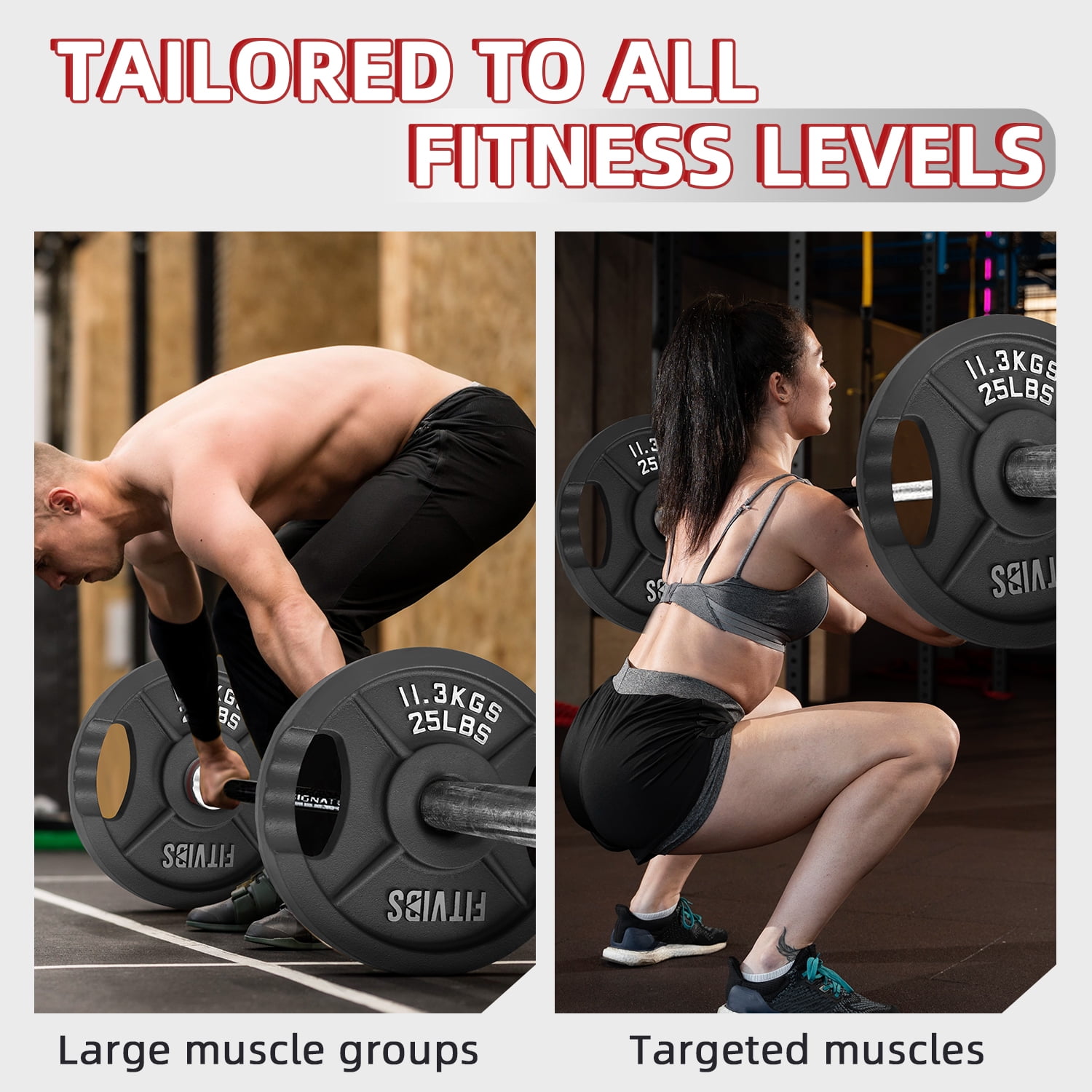 BalanceFrom 85LB Olympic Weight Set,with Barbell,Cast Iron Plates (2x2.5LB, 2x5LB, 2x10LB, 2x25LB) and Barbell Locks,for Strength Training & Home Gym - Image 3