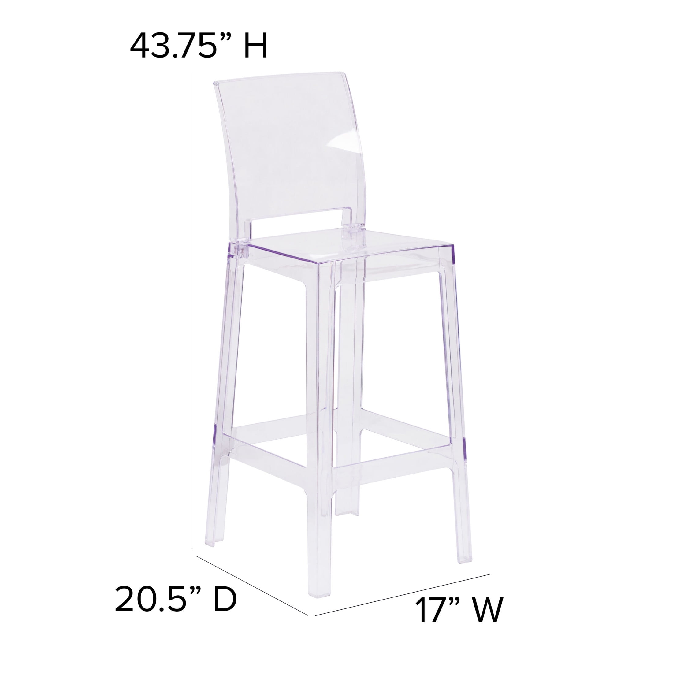 Flash Furniture Emilie Square Back Ghost Barstool, Transparent - Image 2