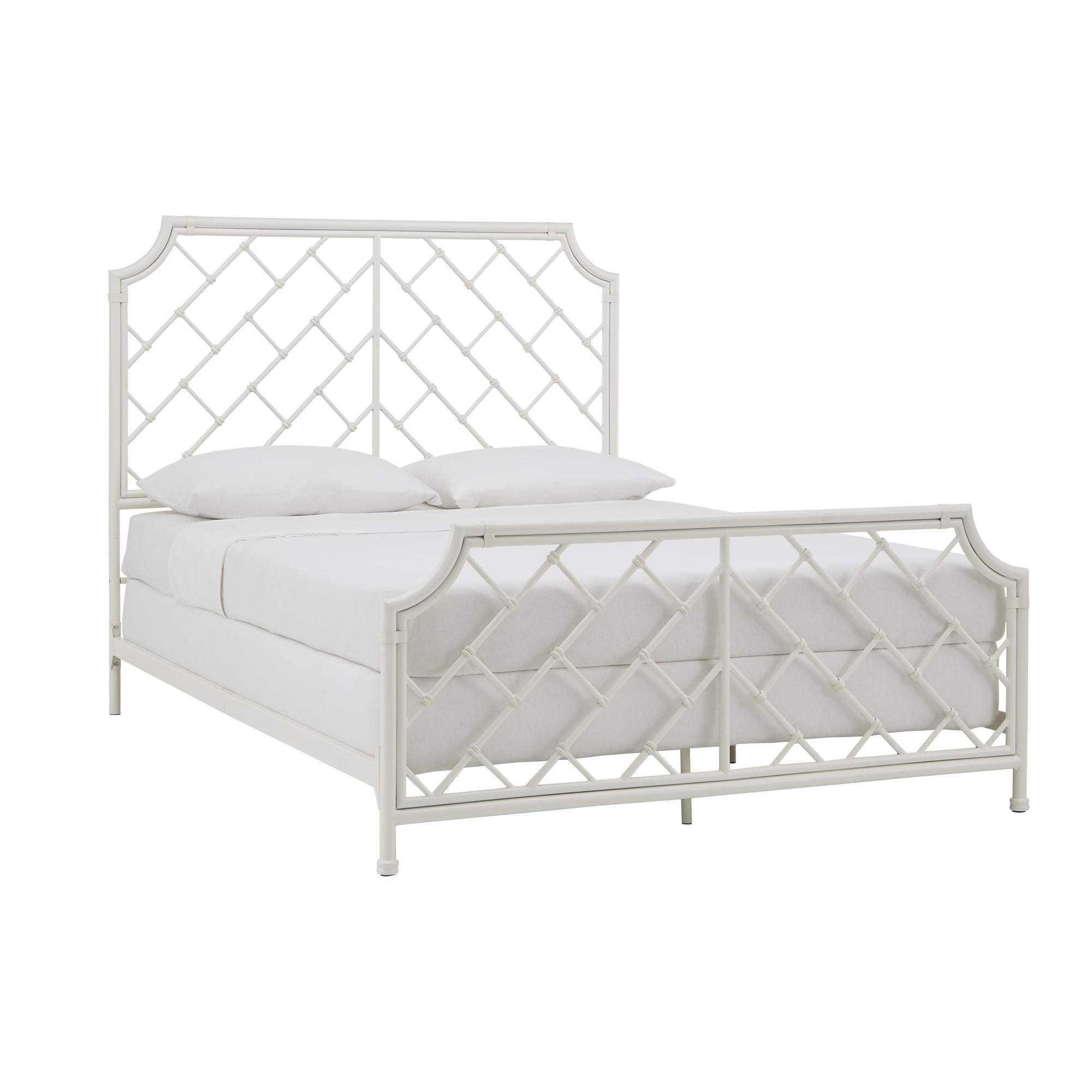 Weston Home Kassandra Geometric Mosaic Metal Queen Bed, White - Image 2