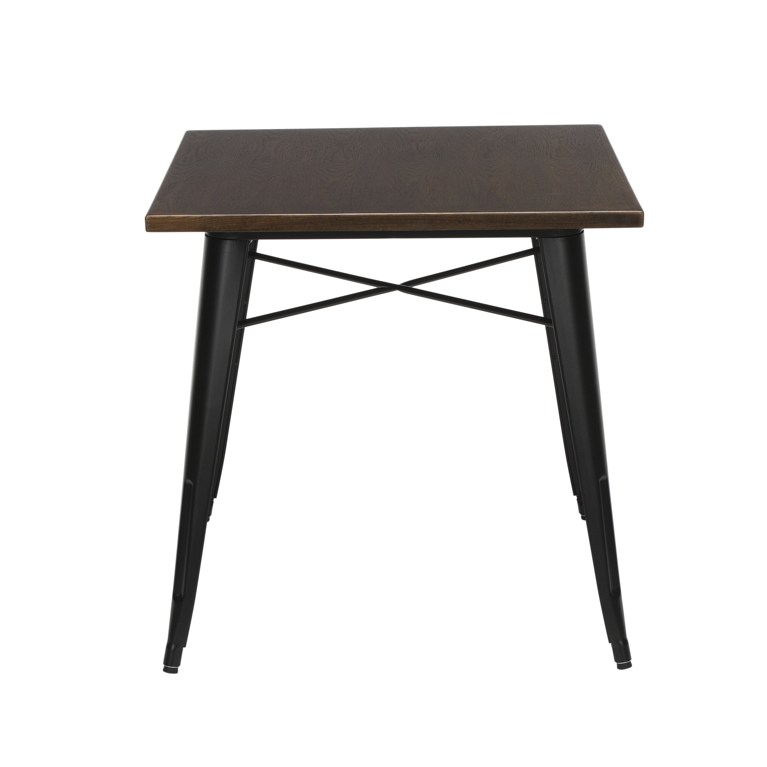 OFM 161 Collection Industrial Modern 30" Square Dining Table, Wooden Tabletop with Galvanized Steel Frame, in Black/Walnut (161-T30-BK-WNT) - Image 6